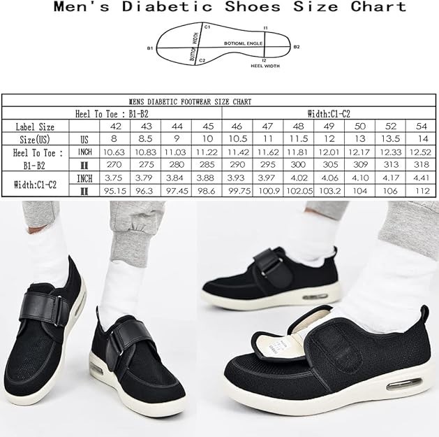 Men’s Extra Wide Diabetic Walking Shoes Orthopedic Sneakers for Swollen Feet