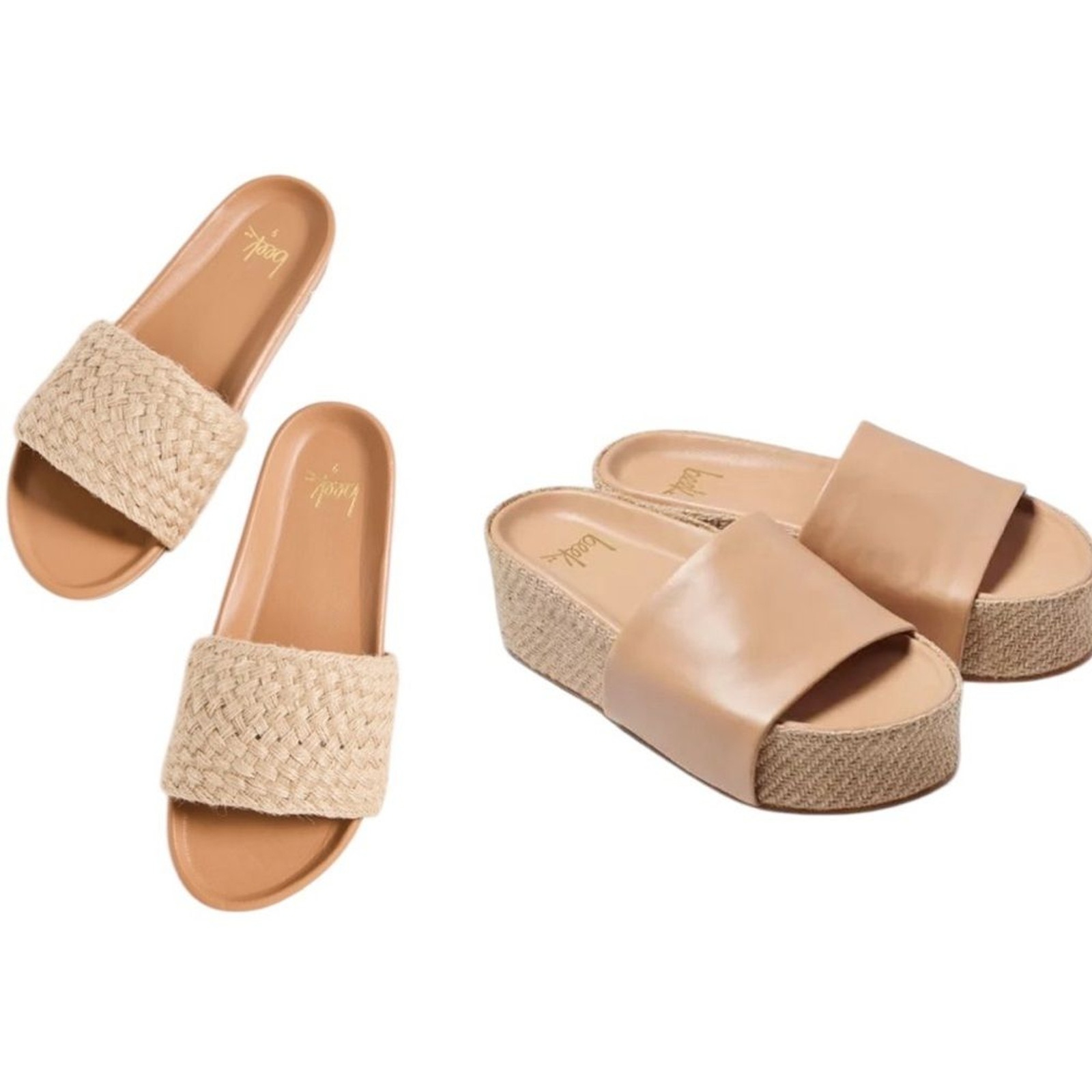NWT RARE Beek Tan Woven Jute Leather Platform Sandals Slides – 10