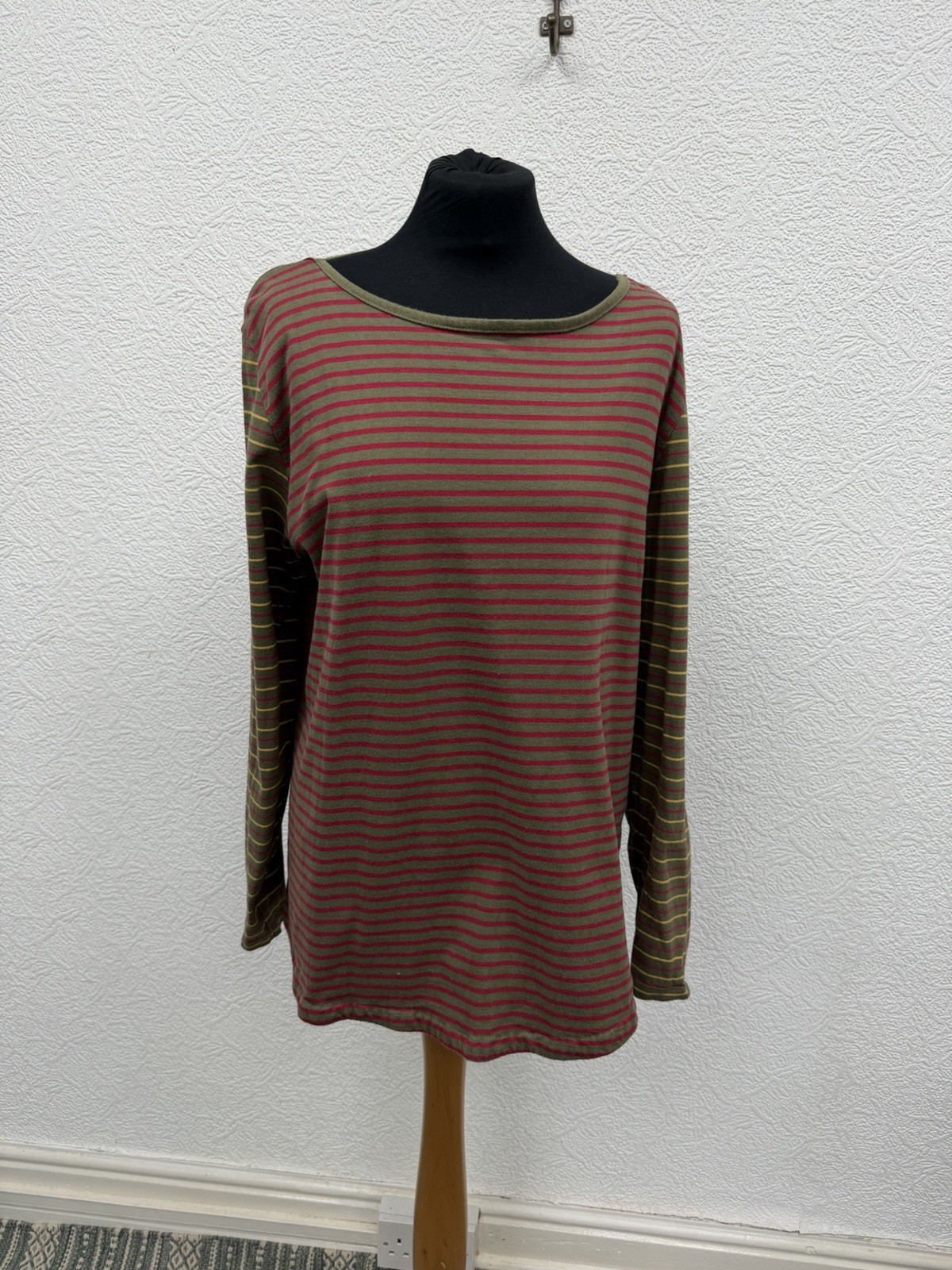 Country Rose UK 16 Size L Top Stripe Jersey Womens Long Sleeve Casual