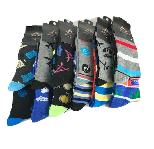 GK Men’s Novelty Socks One Pair Assorted Designs Colors Mid-Calf Size 10-13