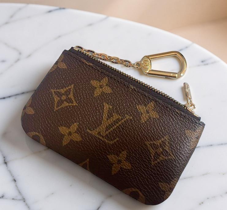 Authentic Louis Vuitton Monogram Key Pouch Pochette Cles Coin Purse W/Box & Bag