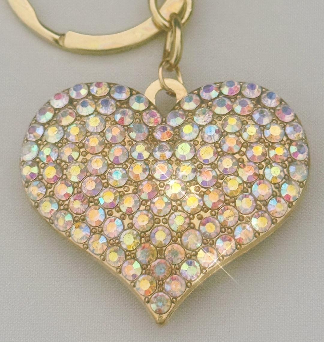 HEART KEY CHAIN SPARKLING CRYSTALS SELECT COLOR FREE USA SHIPPING