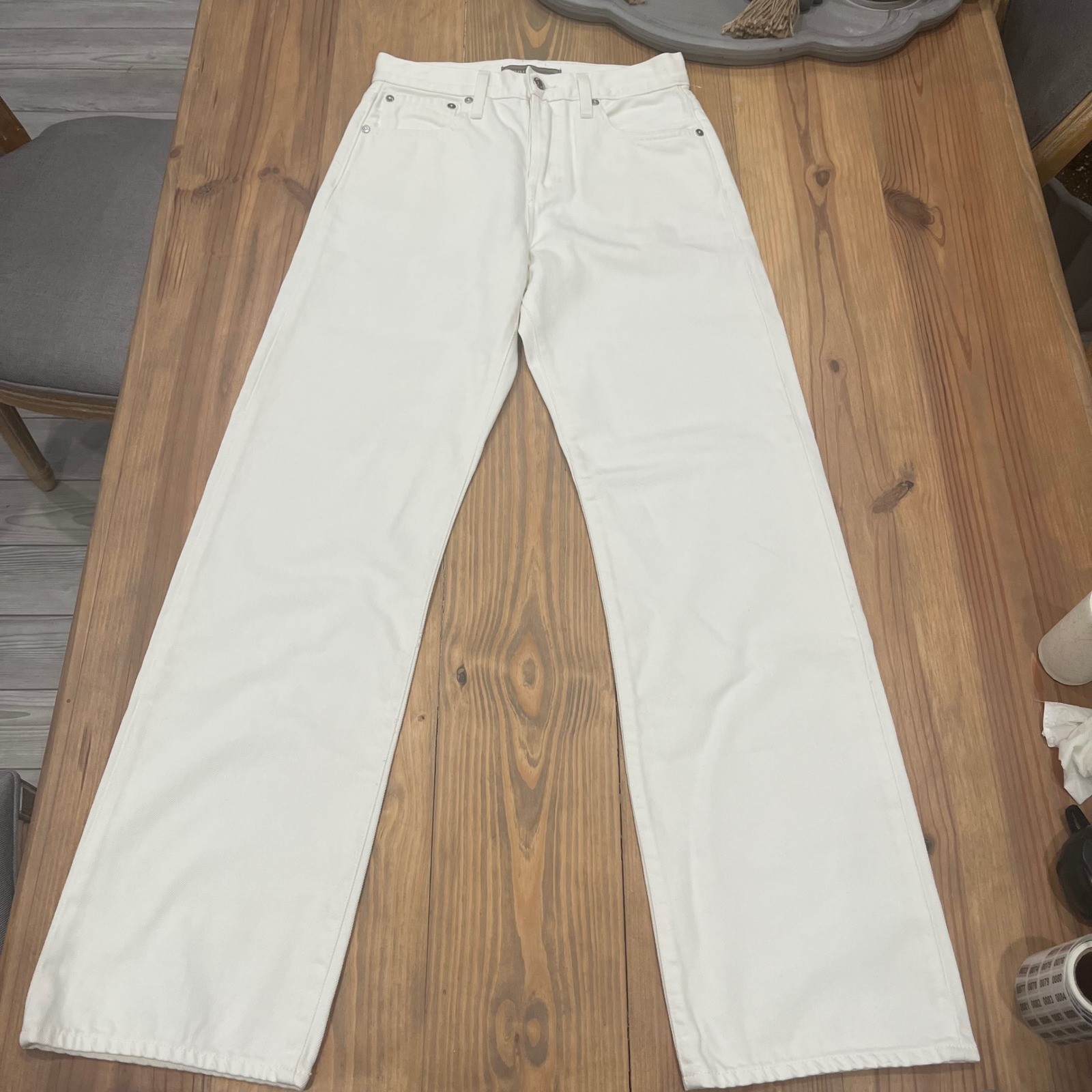 POINT SUR White High Rise Wide Leg Button Fly Jeans Women’s Size 28, NWOT’s