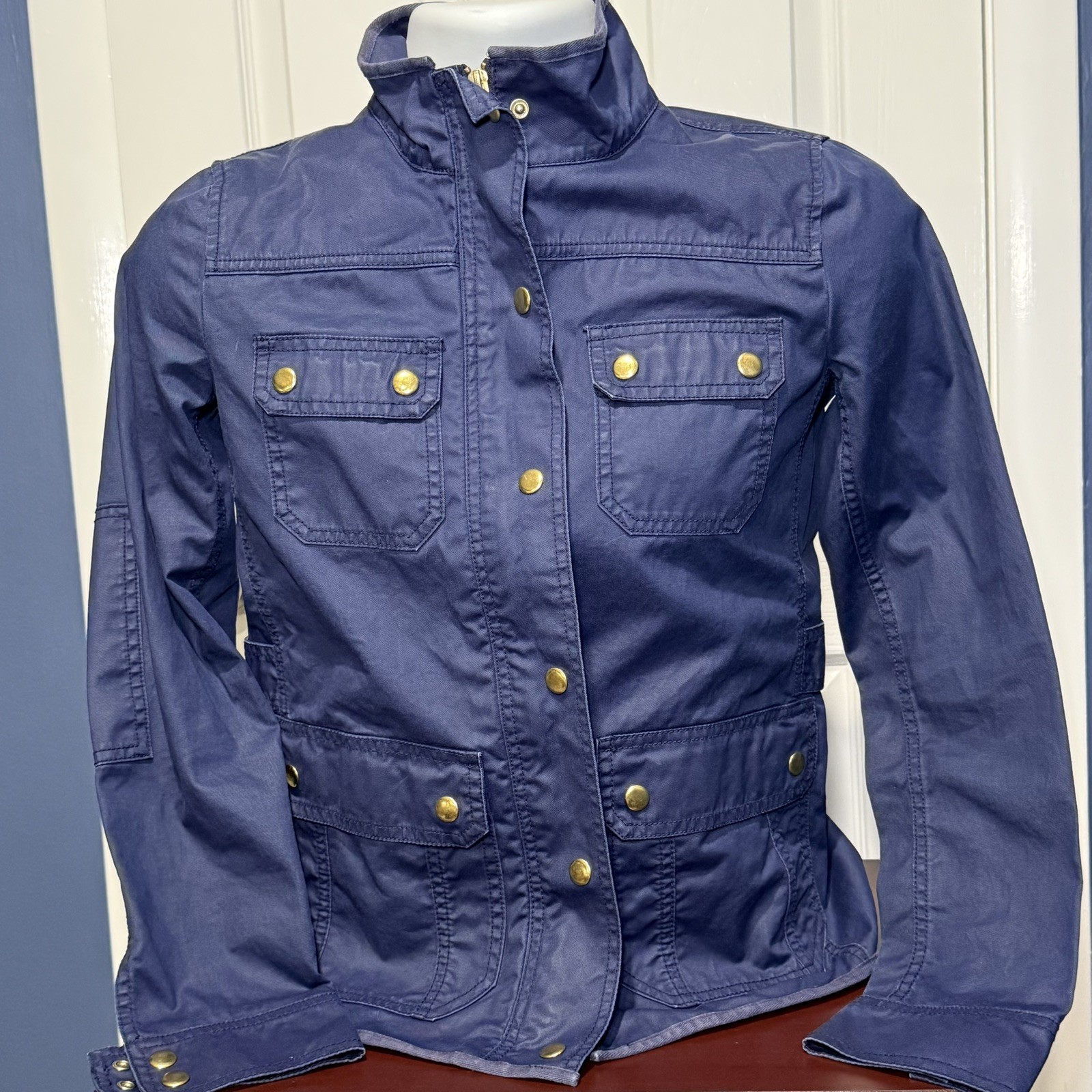 J.Crew Jacket Women’s XS Downtown Field Navy Modern Utility Resin Zip Up