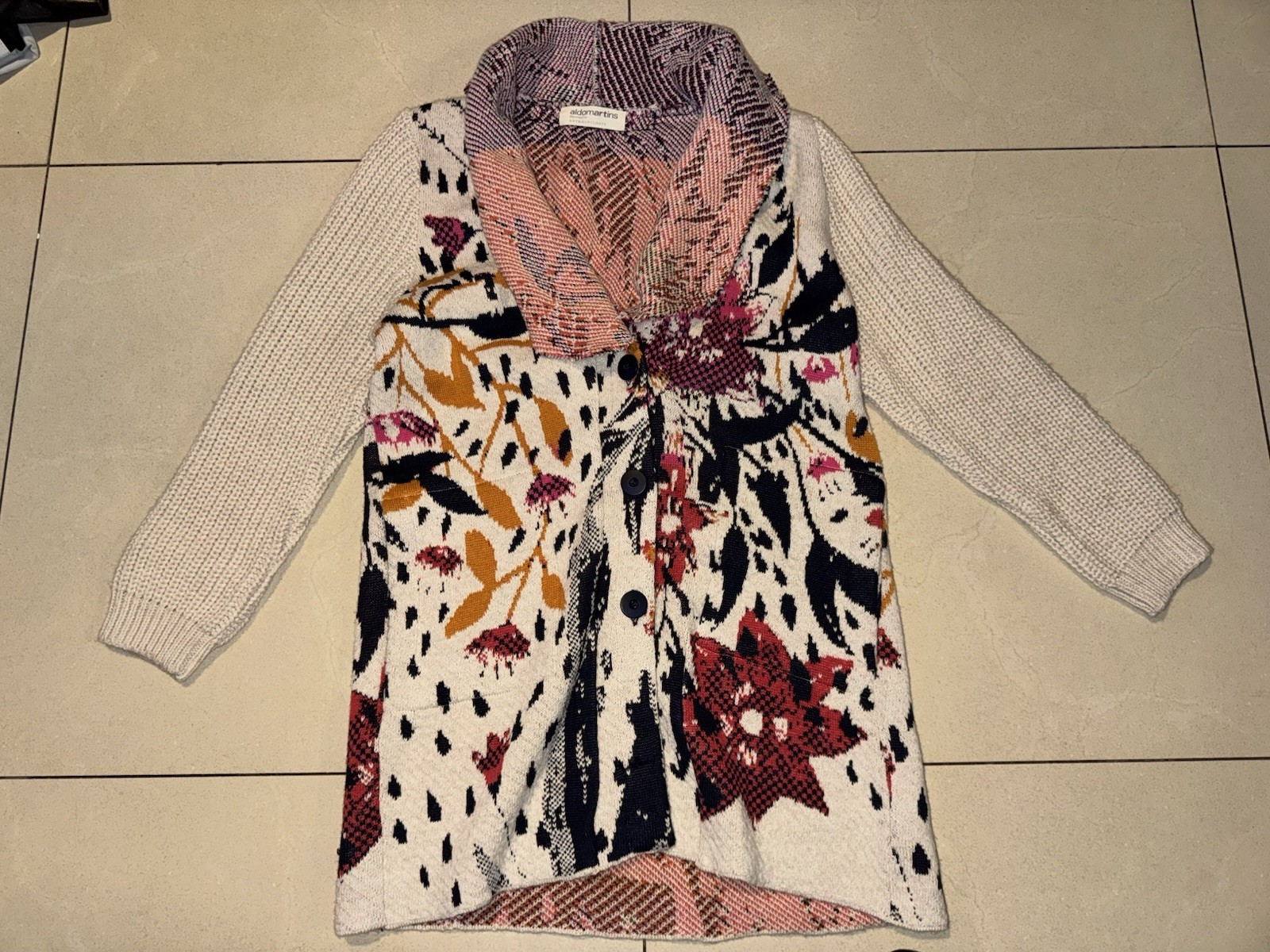 Anthropologie Aldomartins Maritza Floral S Cardigan Sweater Wool/Alpaca/Acrylic