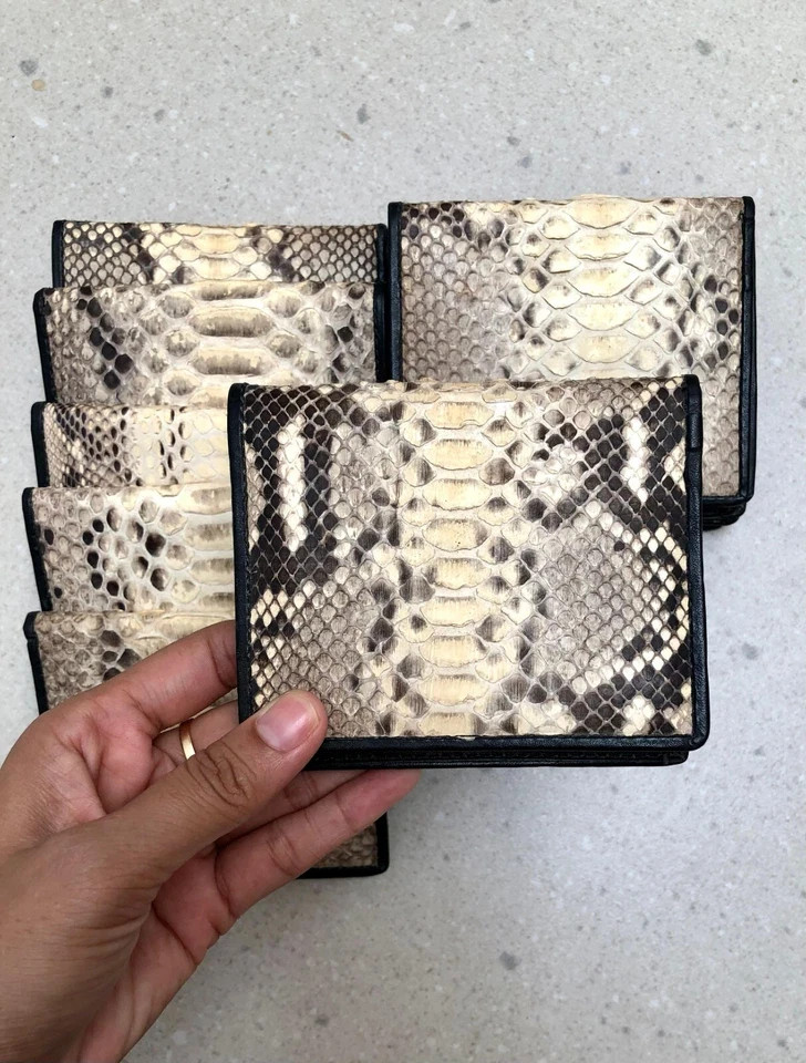Genuine Snake Skin Leather Men’s Wallet Bifold Simple Slim Wallet Free Shipping