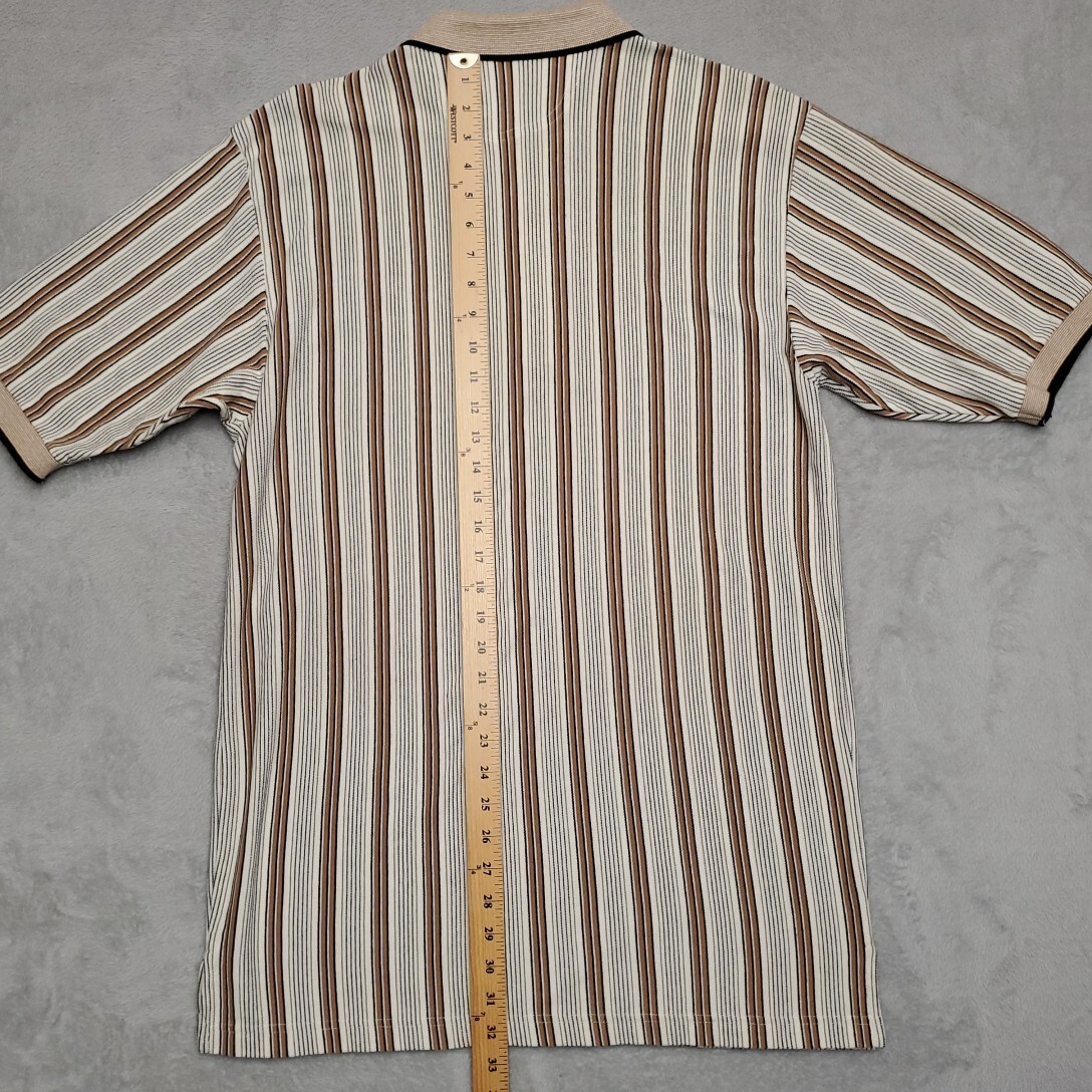 Vintage Brittania Levis Straus Shirt Mens L Brown Striped 100% Cotton Y2K 90s