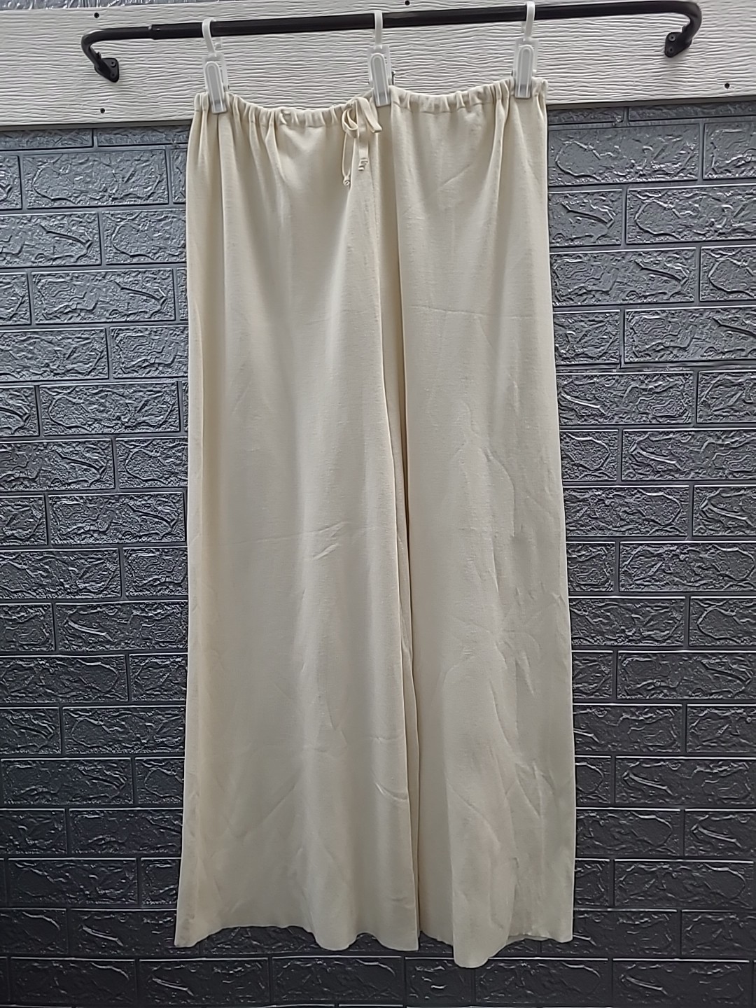 New The Row Delphine Silk Blend Wide Leg Pants Beige Size Large