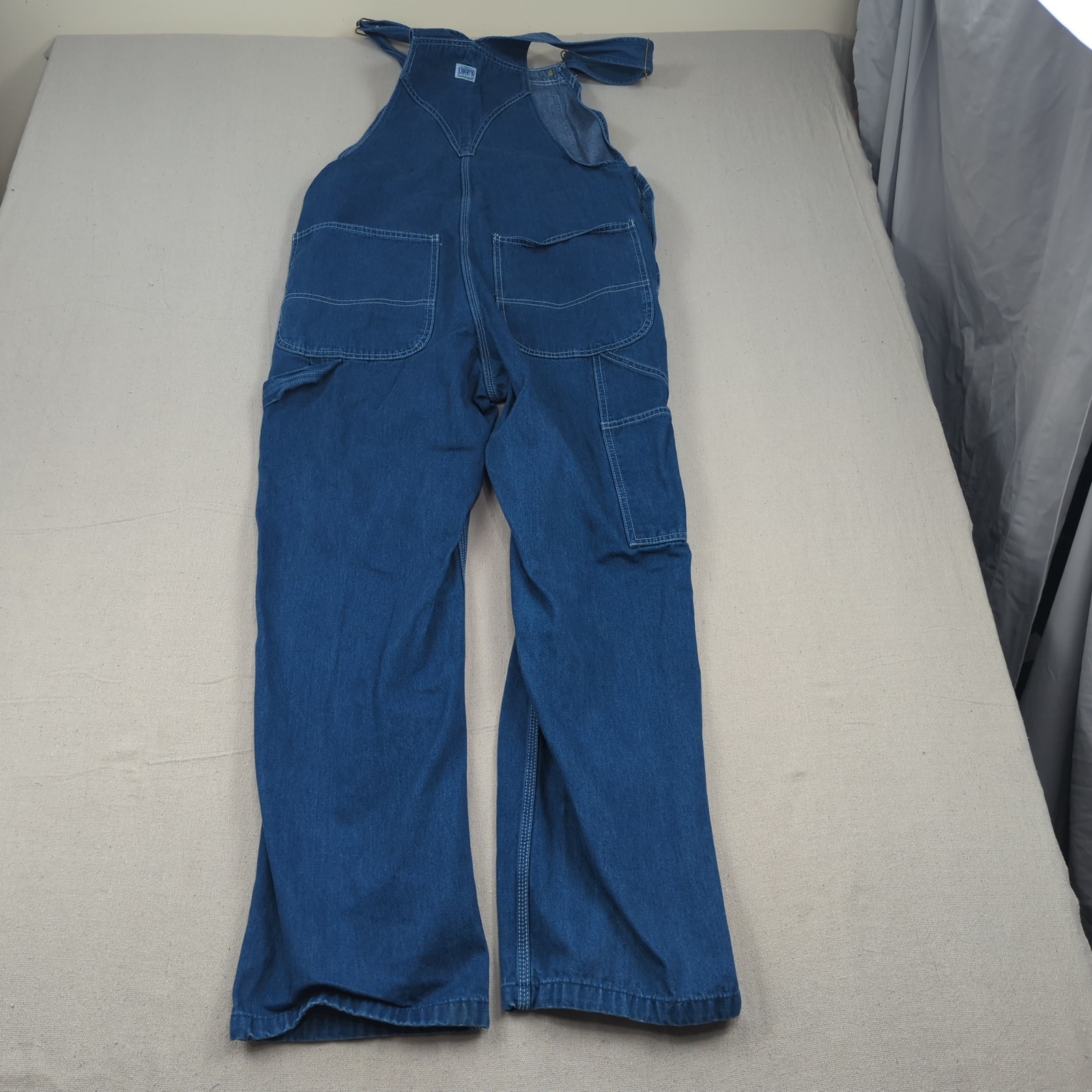 Liberty Overalls Mens 34×30 Blue Denim Utility Hammer Loop Carpenter Workwear