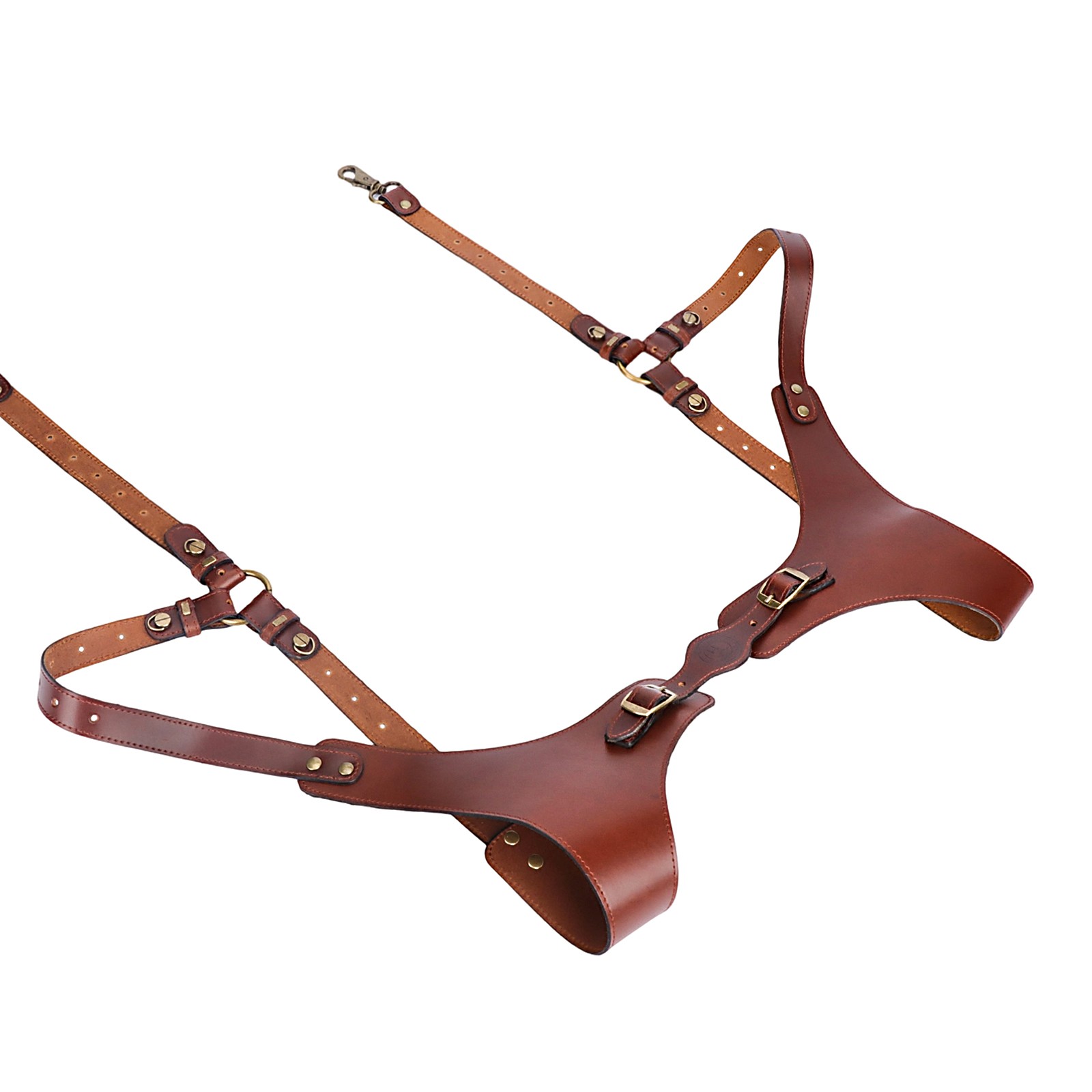 Tourbon Leather Men’s Suspenders Harness Punk Chest Vintage Hooks Pants Braces