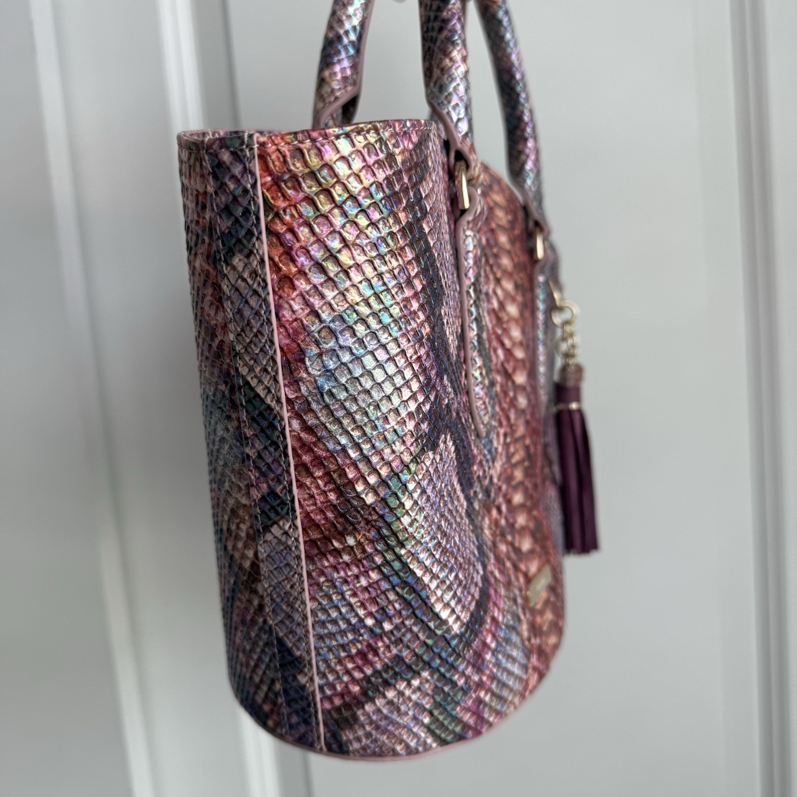Brahmin Jenny Dewberry Ametrine Leather Satchel Handbag