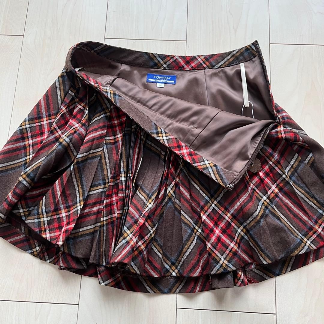 Burberry Blue Label Pleated Mini Skirt Belt Nova Check Authentic From Japan NWT