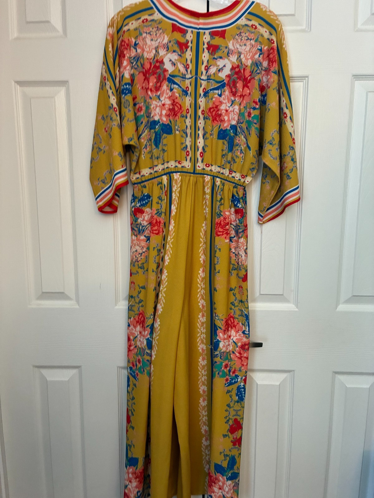 FLYING TOMATO, BATWING/DOLMAN SLEEVE, V-NECK FLORAL, WIDE LEG JUMPSUIT, SMALL