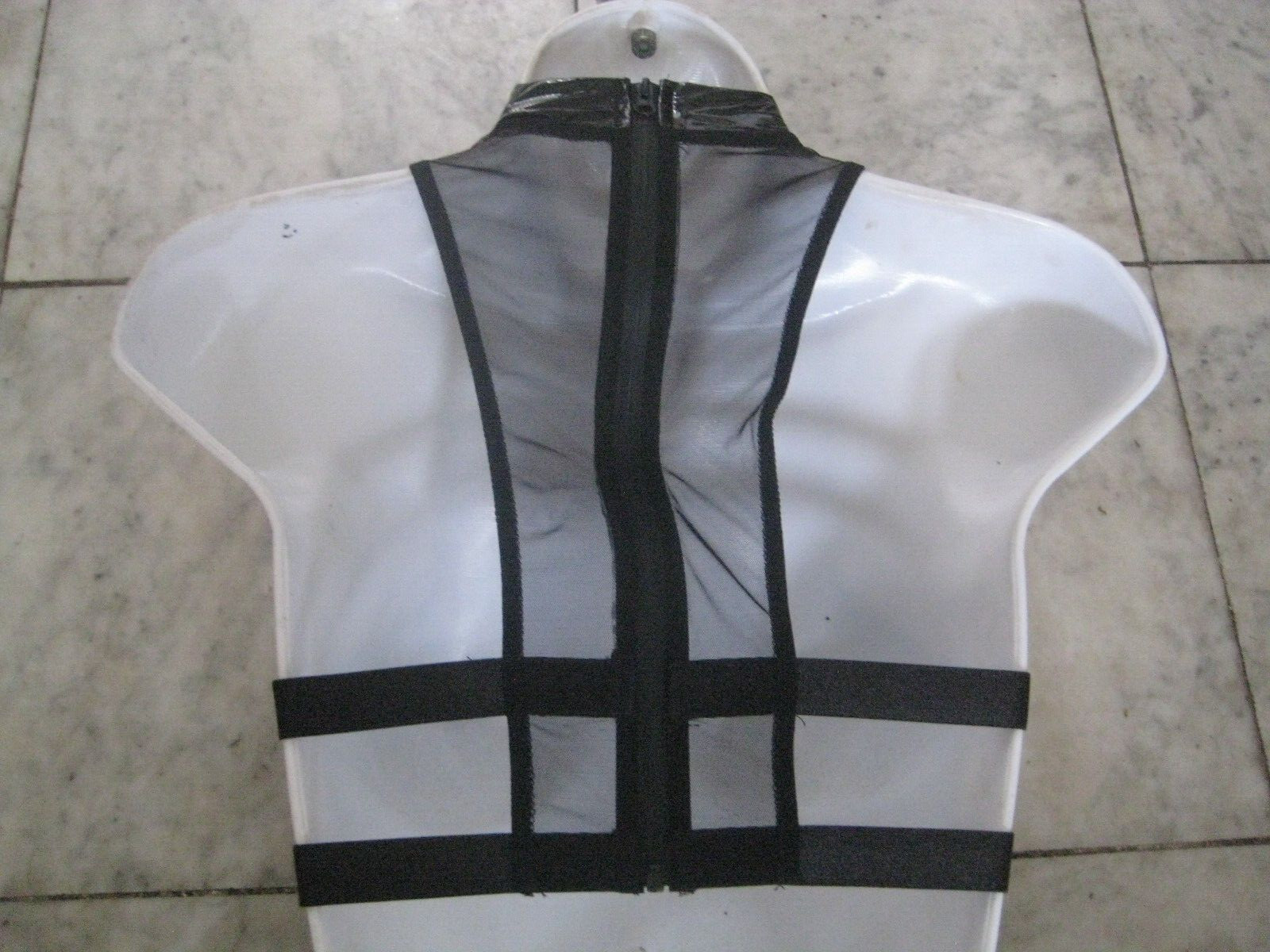 New 2 pc Black PVC / Mesh bra & G string size S sexy FREE S&H RARE