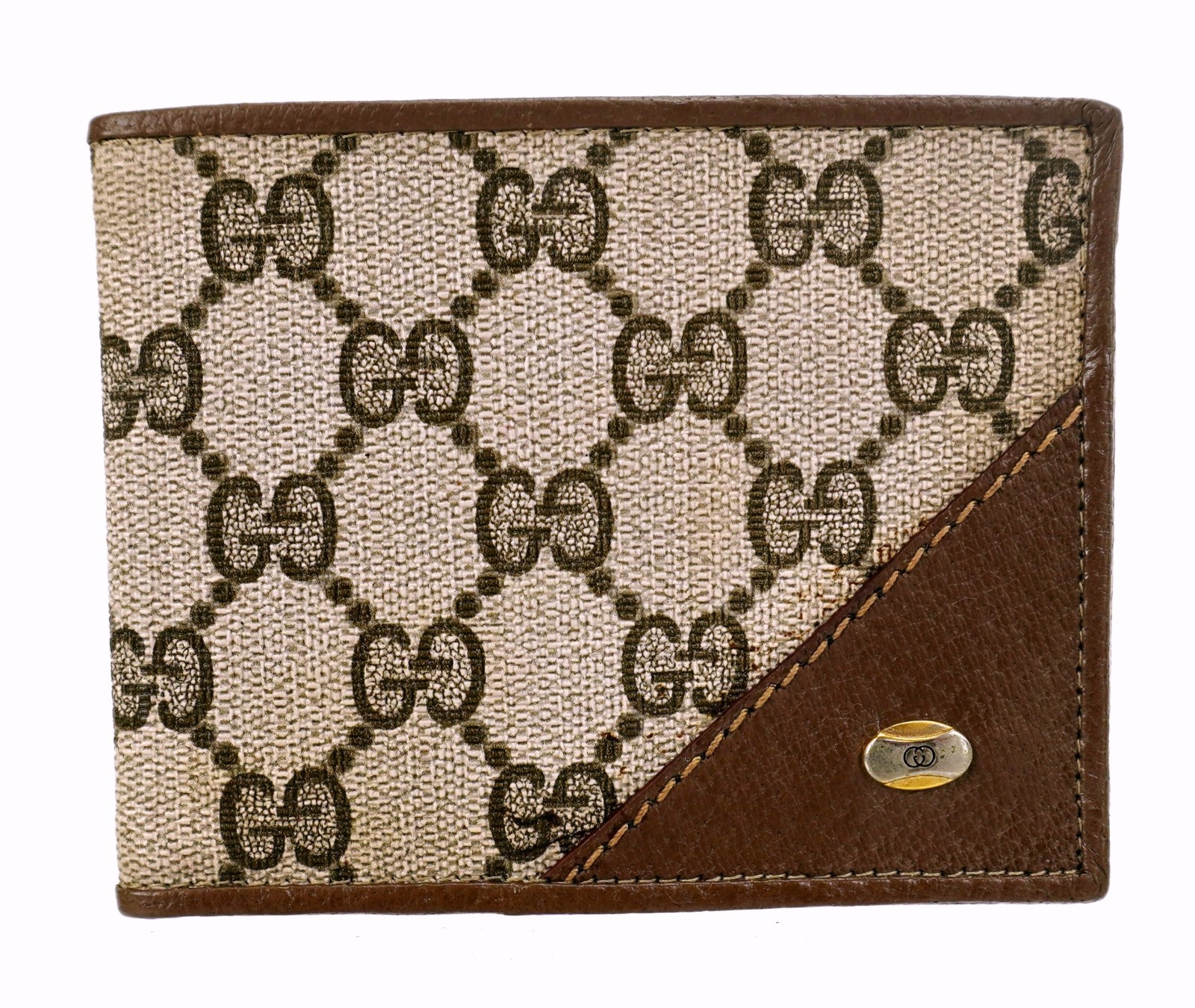 Authentic GUCCI GG Monogram Coated Canvas Leather Mens Bifold Wallet Italy