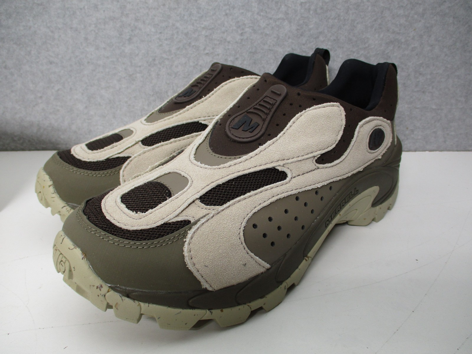 Merrell Moc Speed Streak Evo SE Suede Slip-On Shoes Brown/Beige Mens Sz 11