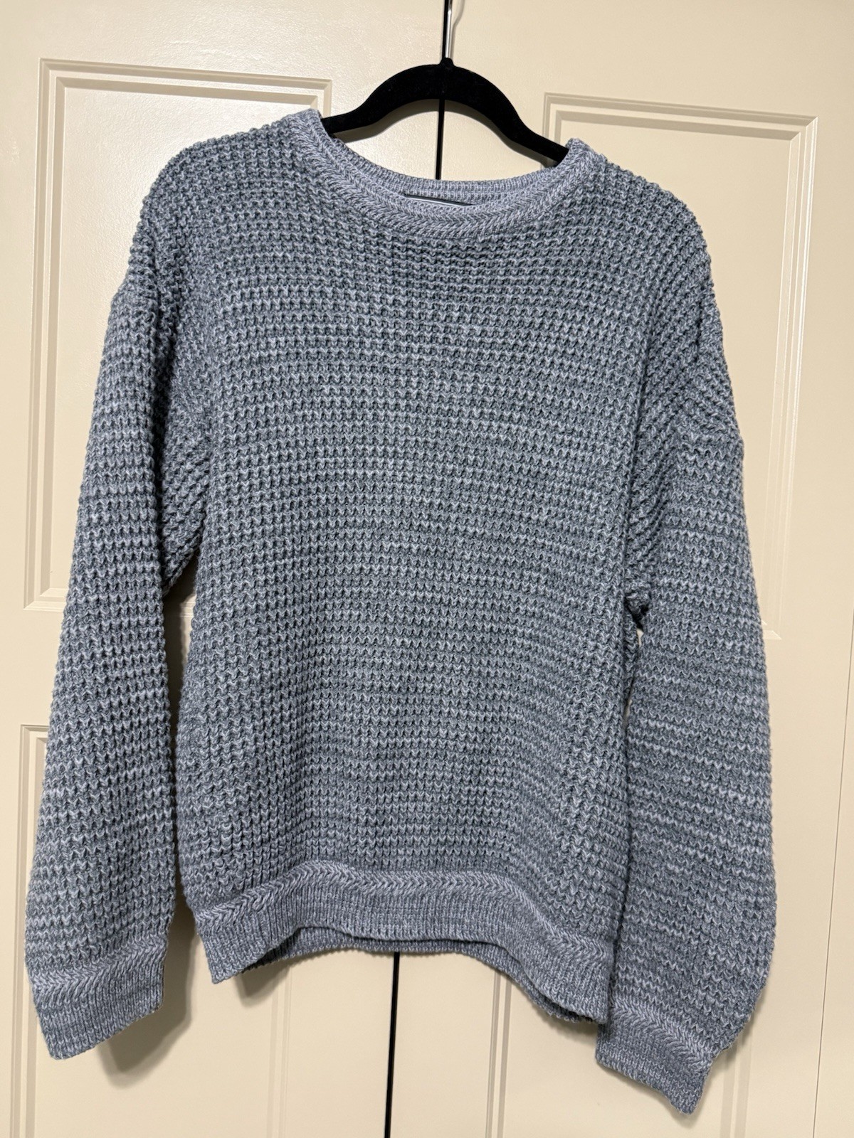 Vintage David Taylor Men’s Acrylic Waffle-Knit Pullover Sweater Gray Crew Neck L