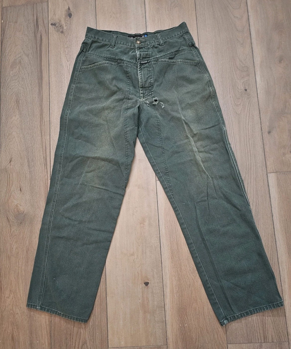 Vtg 90s Marithe Francois Girbaud Green Denim Jeans Mens 32m Baggy Y2K Tapered
