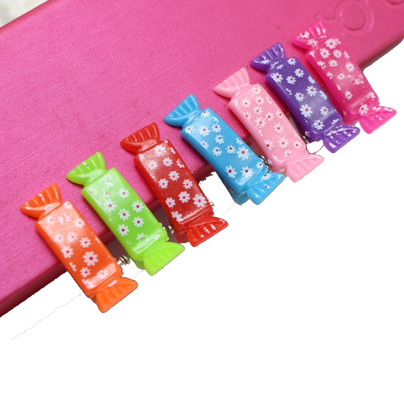 50 pcs Mixed Color Floral Candy Hair Clips – 28mm Mini Alligator Barrettes