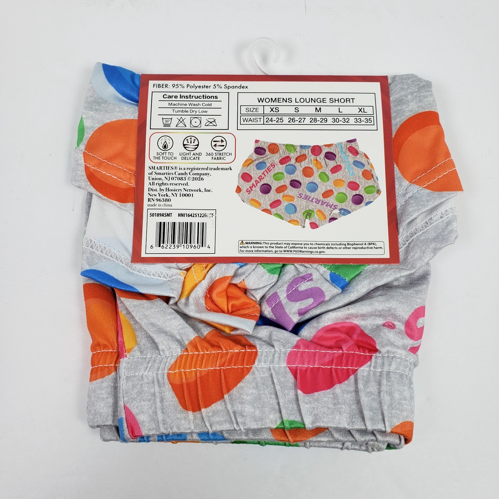 Smarties Candy Womens Size L 30-32 Gray Novelty Graphic Sleep Lounge Shorts