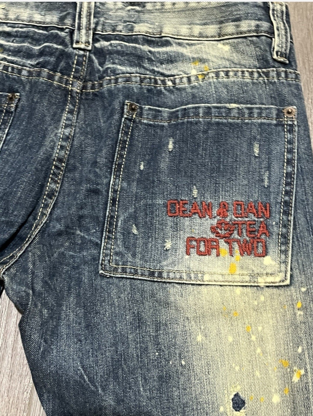 Archival DSQUARED2 SS2008 “Sweet Dungarees” Tea For Two Distressed Jeans IT 46