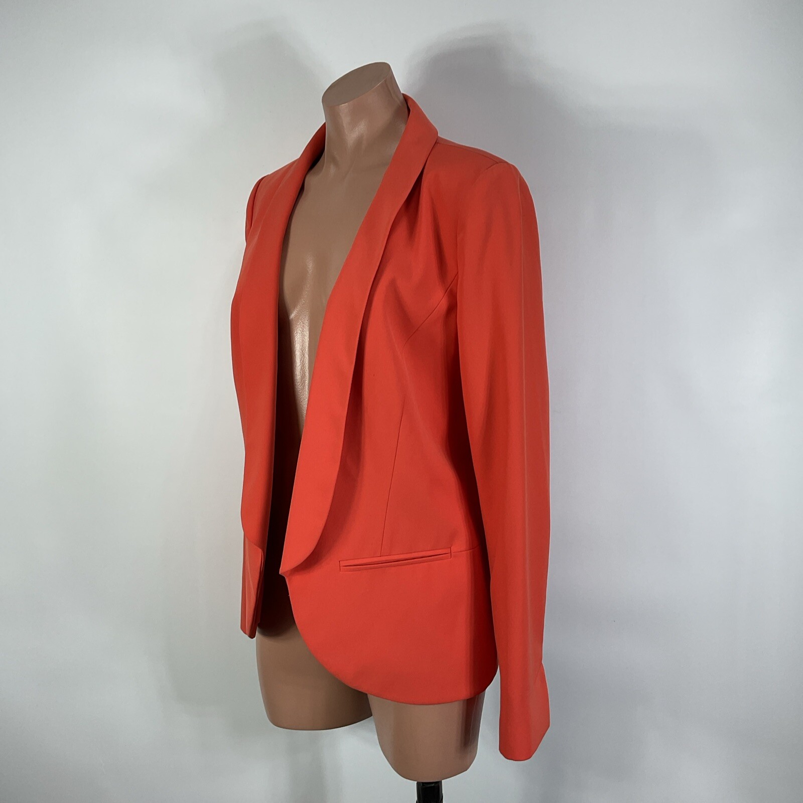Trouvé Women’s Draped Collar Blazer Jacket Coral Open Front Structured sz M