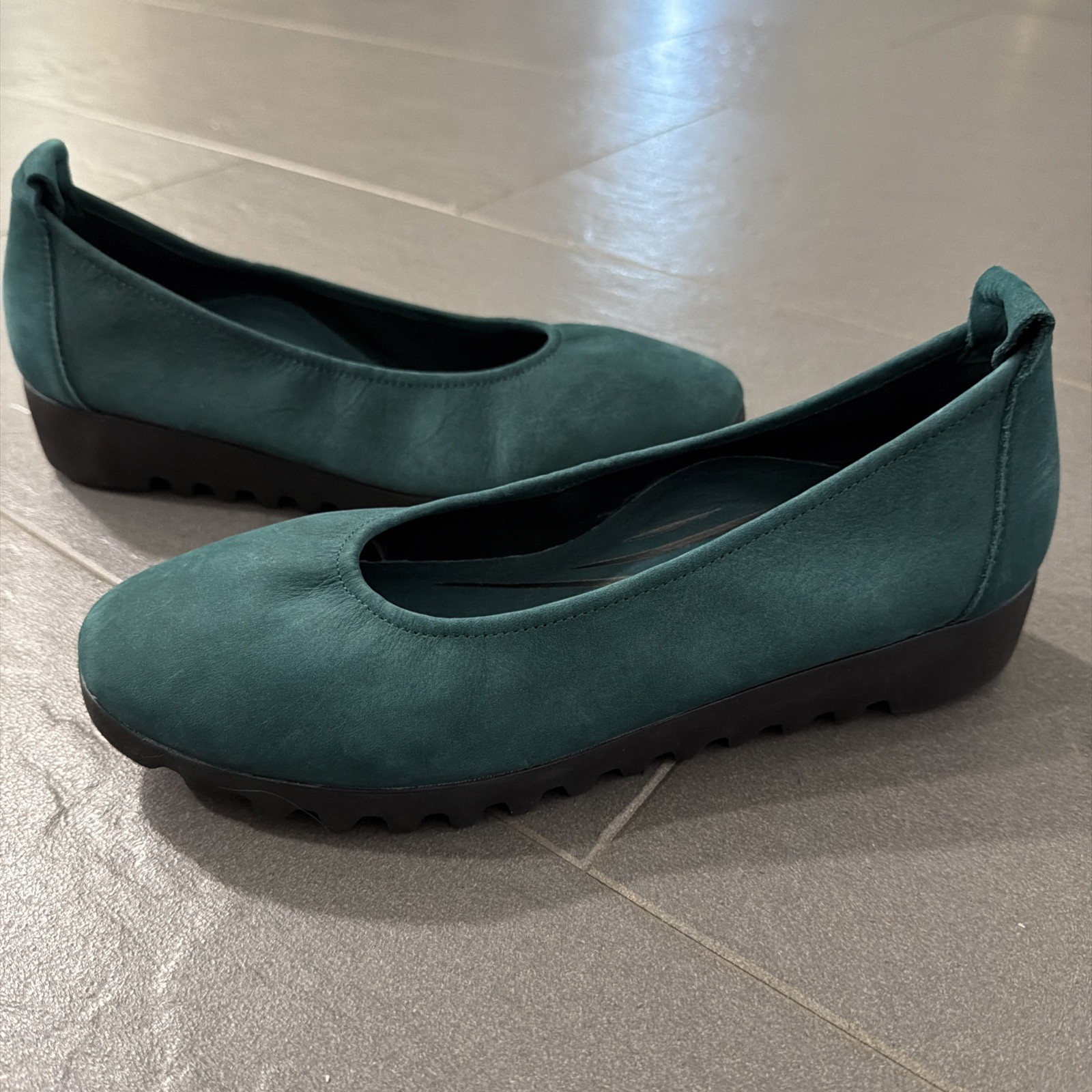 Aetrex Womens Brianna SlipOn Ballet Shoes Leather Orthopedic Green Size 9-9.5