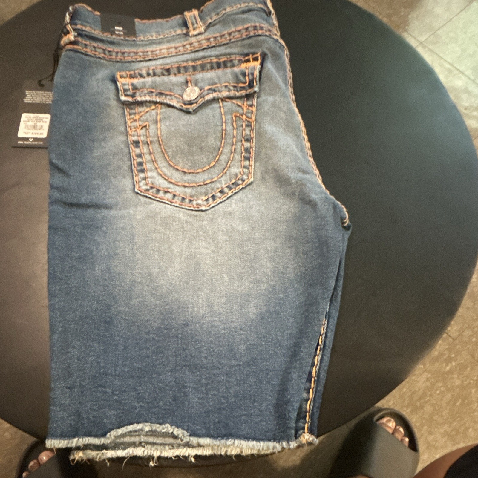 New Men’s True Religion Ricky Super T Blue Medium Wash Denim Shorts Size 46