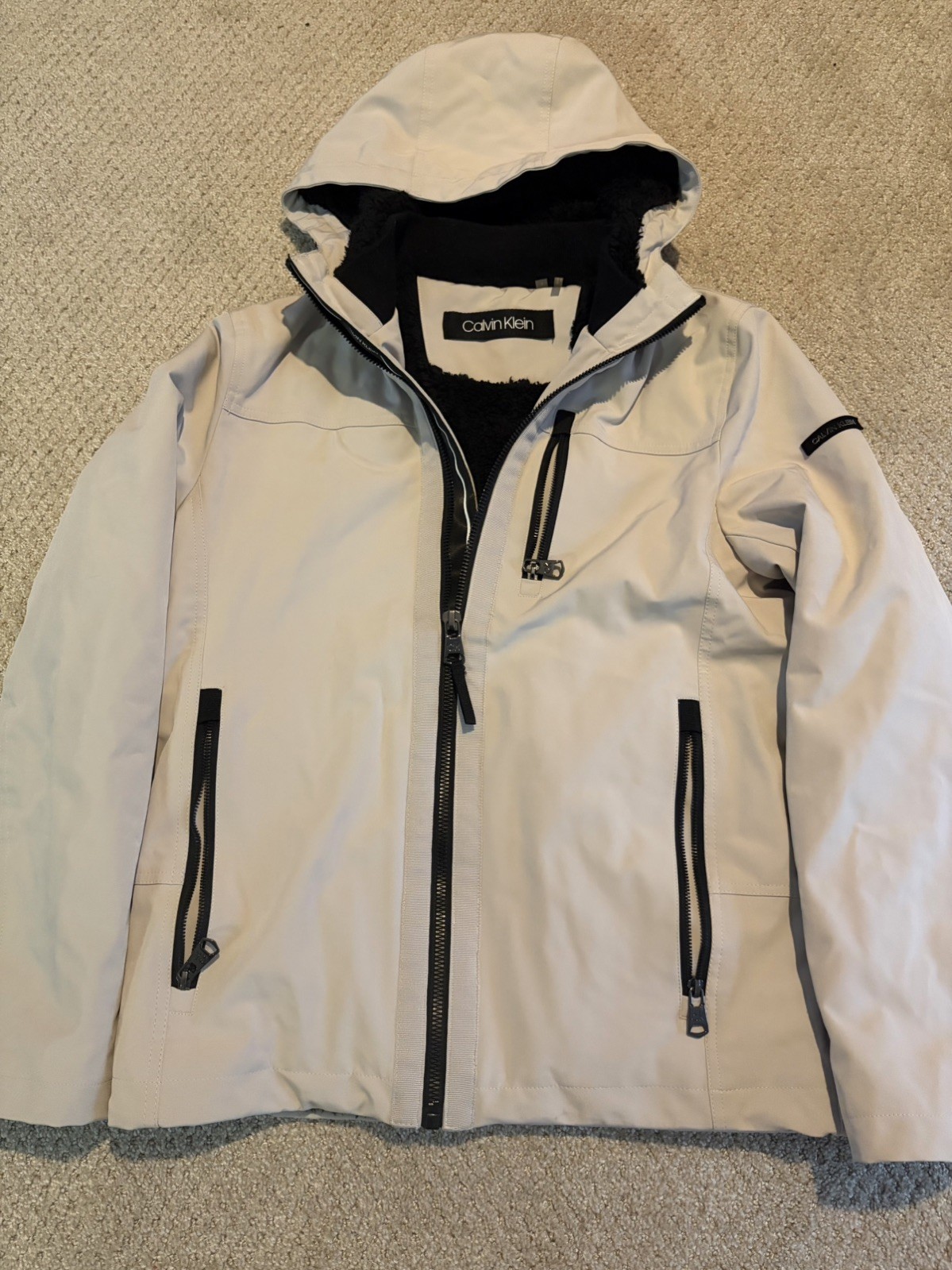 Calvin Klein Sherpa Lined Infinite Stretch Hooded Logo Jacket Men’s Sz XXL NWOT