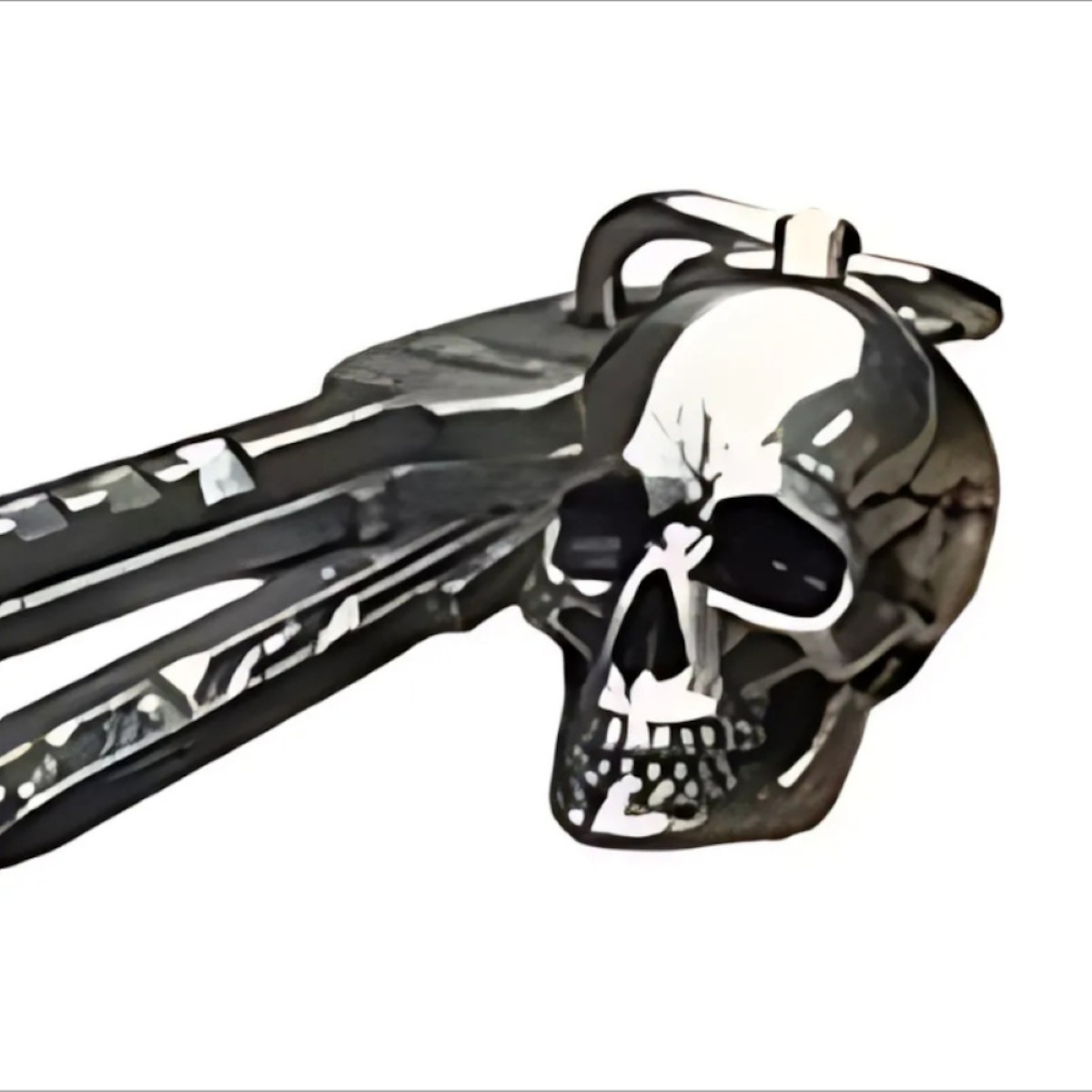 Skull Keychain Steely Heavy Metal Bike Accent