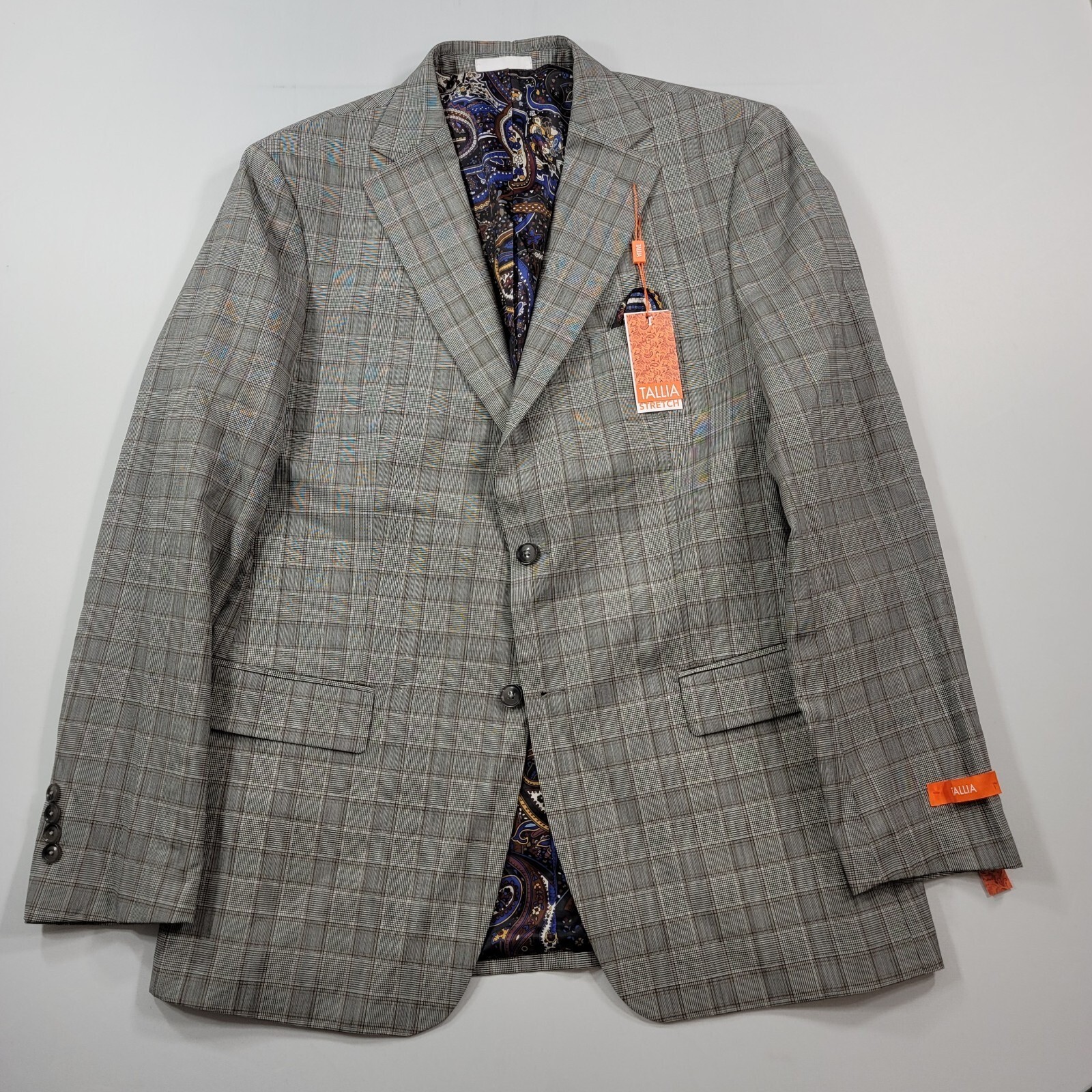 Tallia Slim-Fit Wool Suit Mens 44L 2 Piece Pants 40×32 Cream Brown $600 NEW