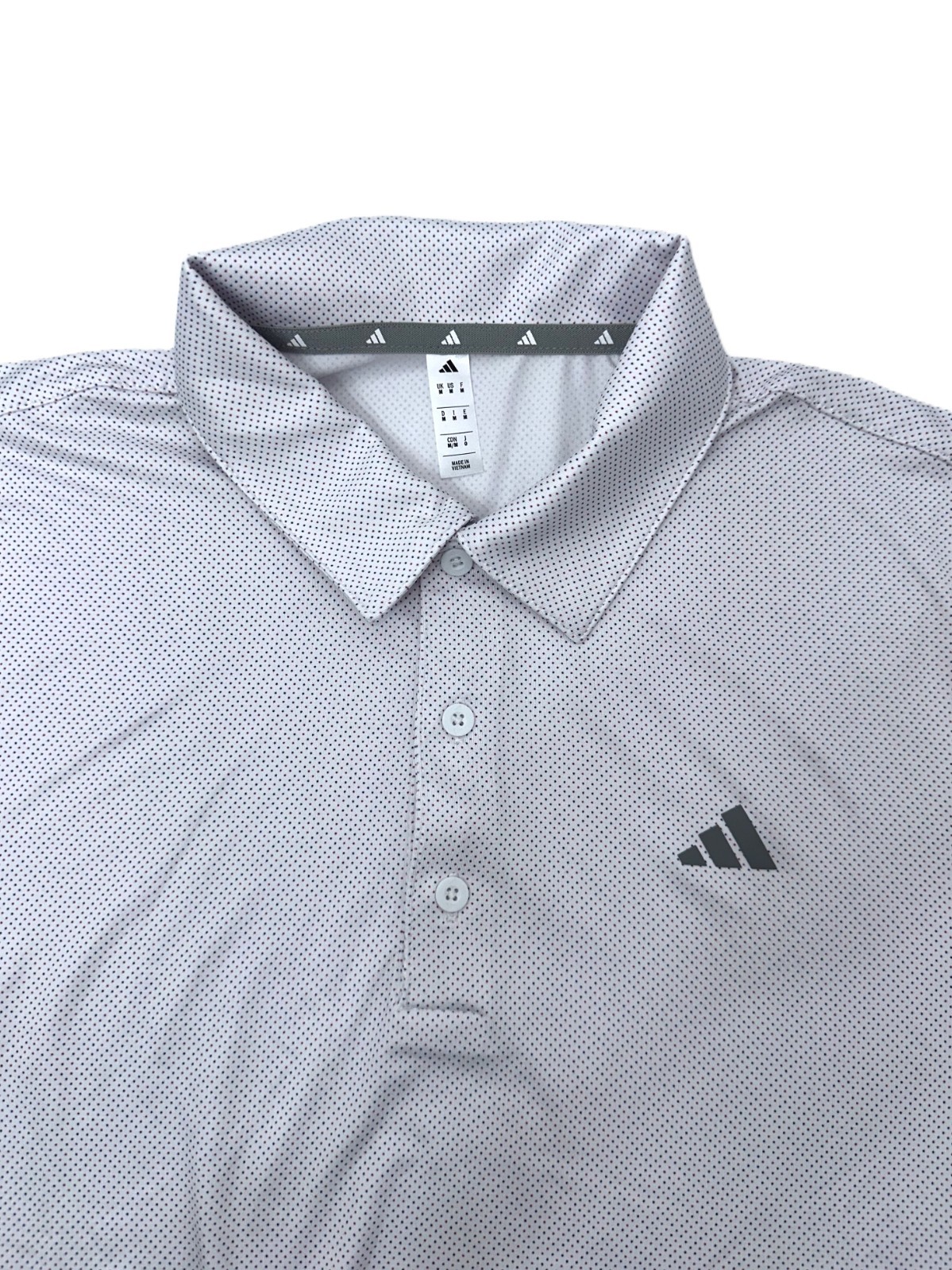 $65 Adidas Men’s Ultimate 365 Polka Dot Polo Shirt – White – Medium-New With Tag