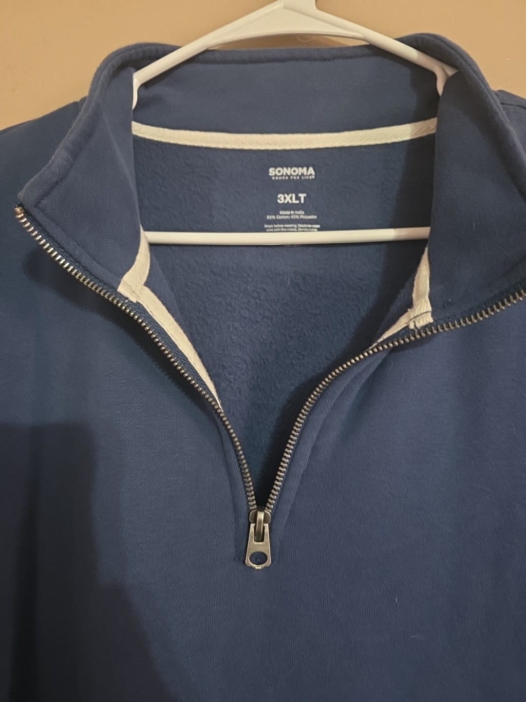 Men’s Sonoma Navy blue Pullover Zip Up Sweatshirt Size 3XLT