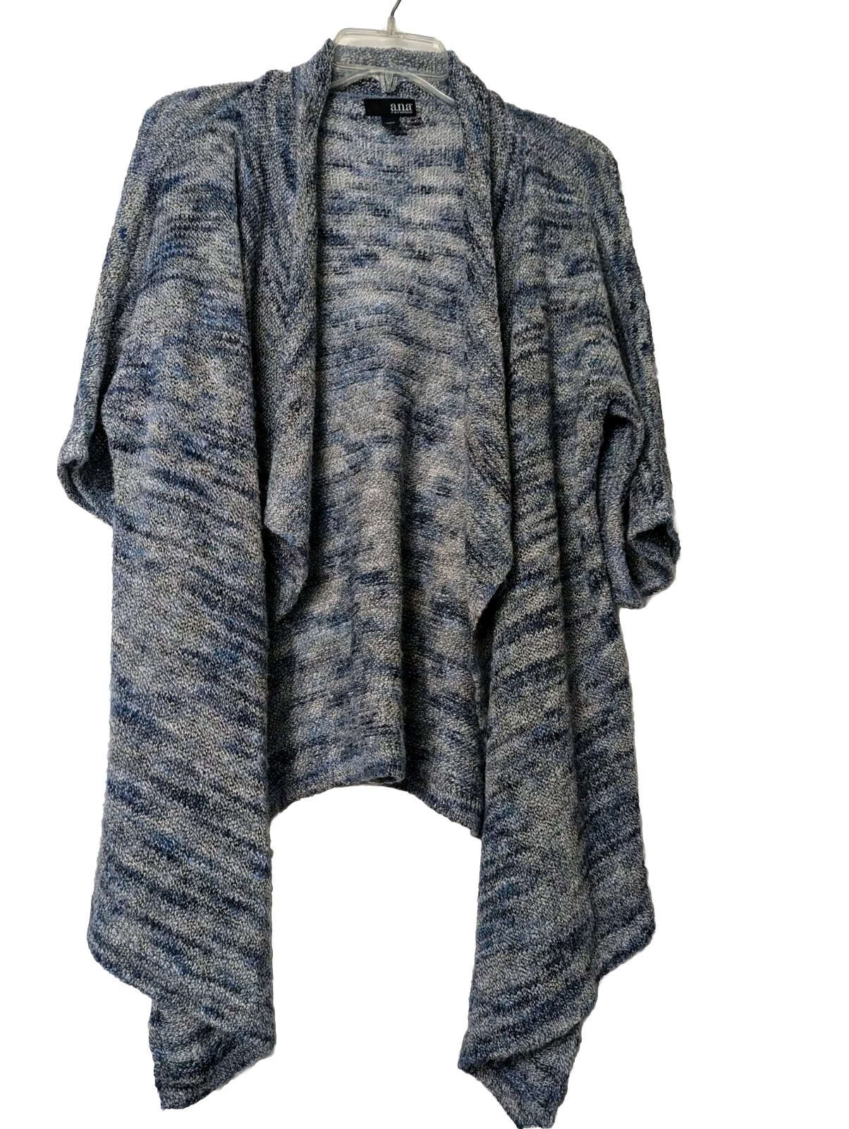 A.N.A Cardigan Sweater Womens Large Blue Open Front Short Sleeves Raimie Mix