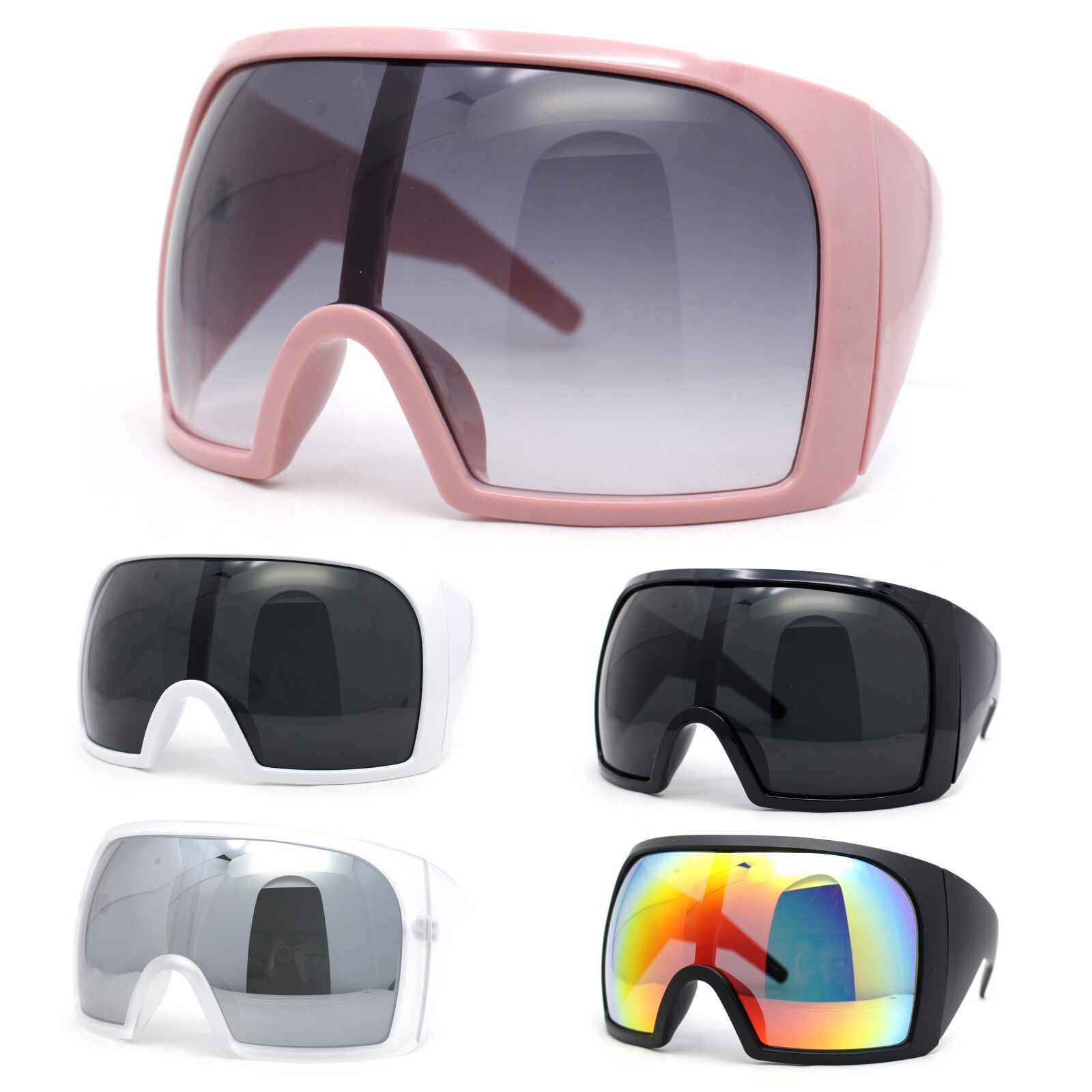 Super Oversized XXL Goggle Style Wrap Around Sport Plastic Sunglasses