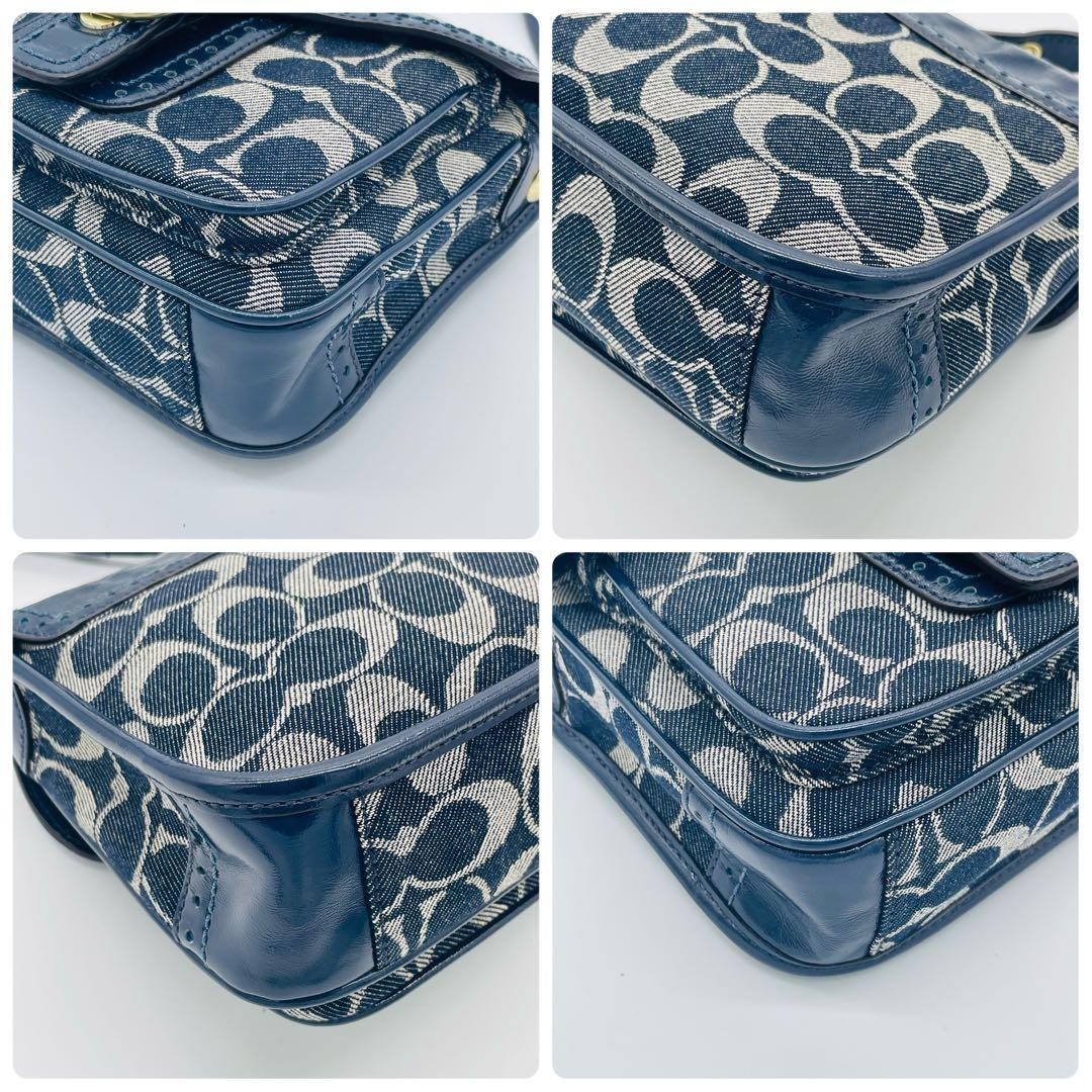 COACH Bleeker Legacy Flapbag Soho Signature Shoulder Bag Navy Denim