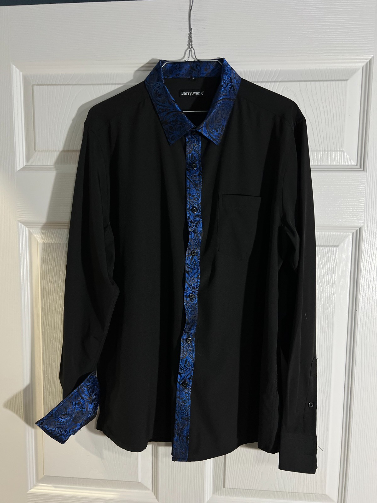 BARRY.WANG MENS LONG SLEEVE BUTTON UP SHIRT BLACK MEDIUM