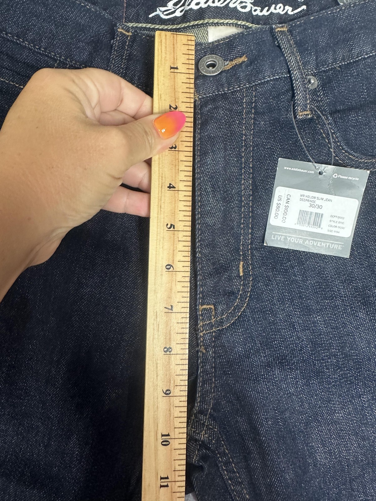Eddie Bauer Jeans Mens 30×30 Blue Slim Straight Deep Rinse Stretch Denim NWT