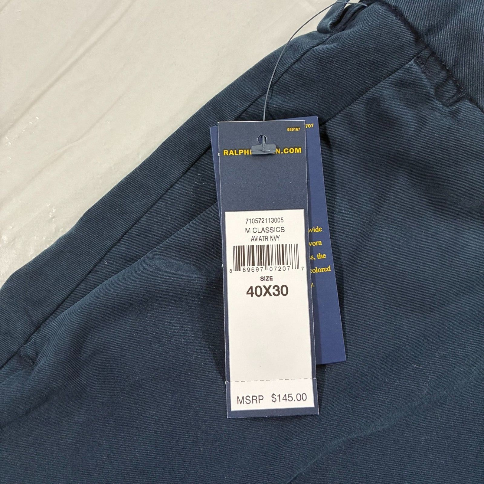Polo Ralph Lauren Slim Fit Chino Pants Men’s 40×30 Aviator Navy Blue New
