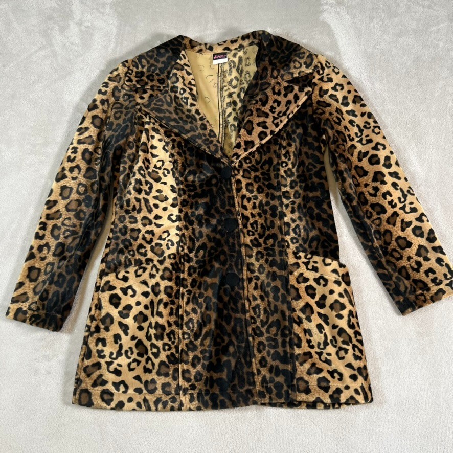 Vintage USA Frederick’s Of Hollywood Leopard Print Jacket Velvet Coat Medium
