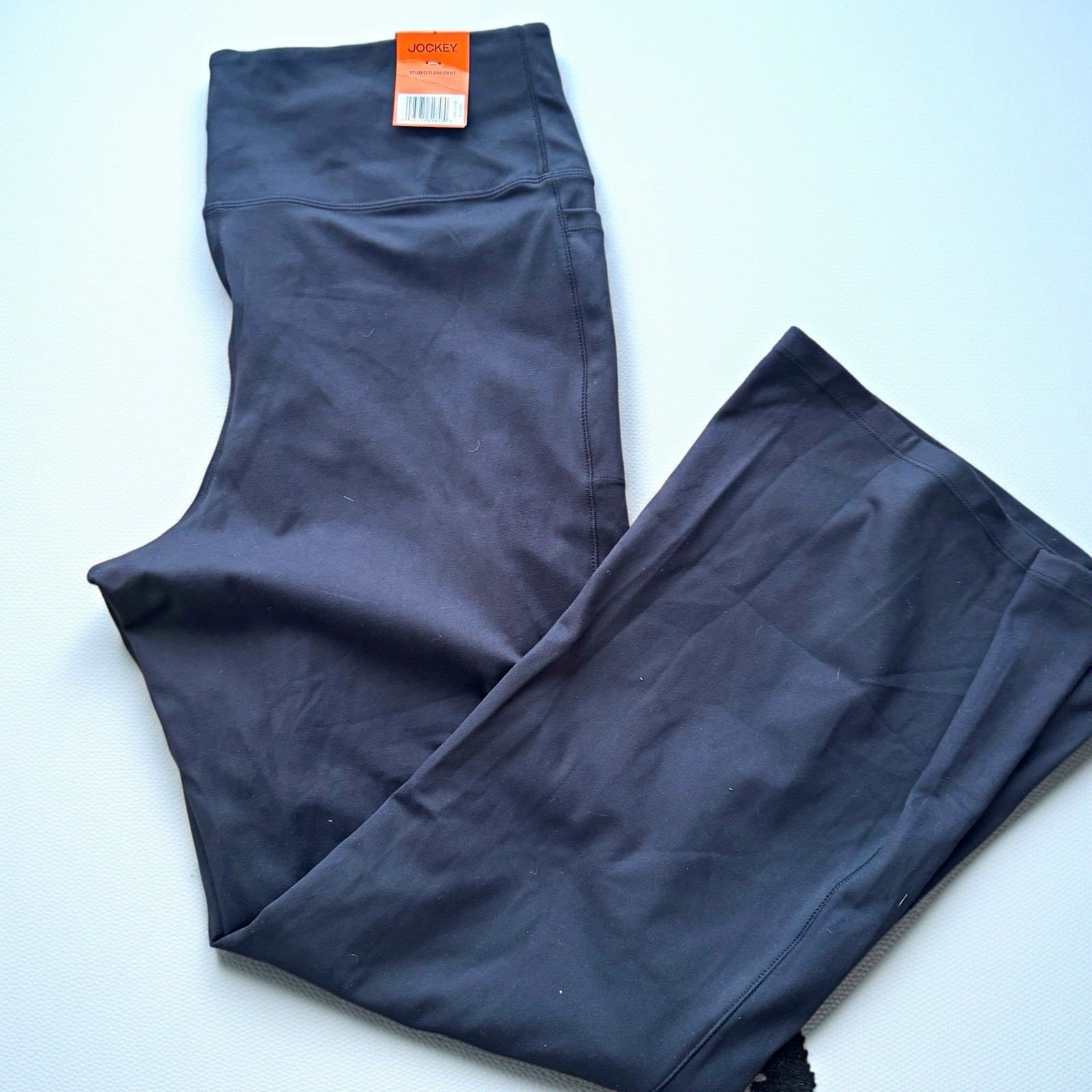 Jockey Women Flare Pants Solid Black XXL Stretch Polyester/Spandex 28” inseam