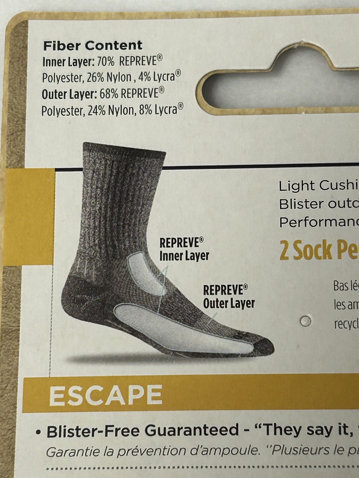 Wrightsock Double Layer Quarter Escape 2-PAIRS LARGE Men 8.5-11.5 Wmn 9.5-11 (W1