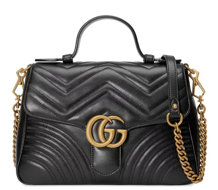 GUCCI GG Marmont Leather Top Handle Crossbody Bag Red 498110