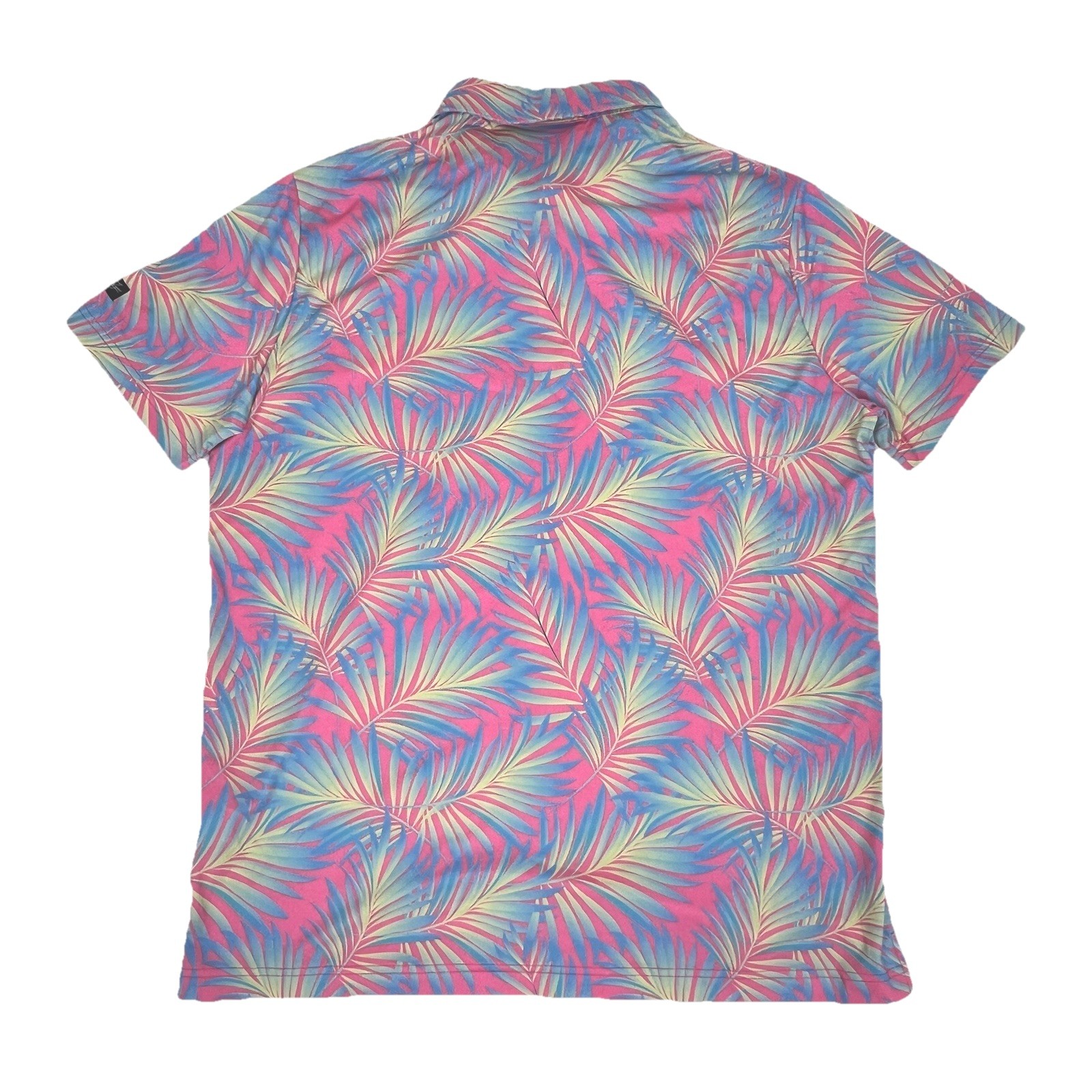 Sunday Swagger Maldives Men’s L Polo Shirt Palm Leaf Tropical Performance Neon