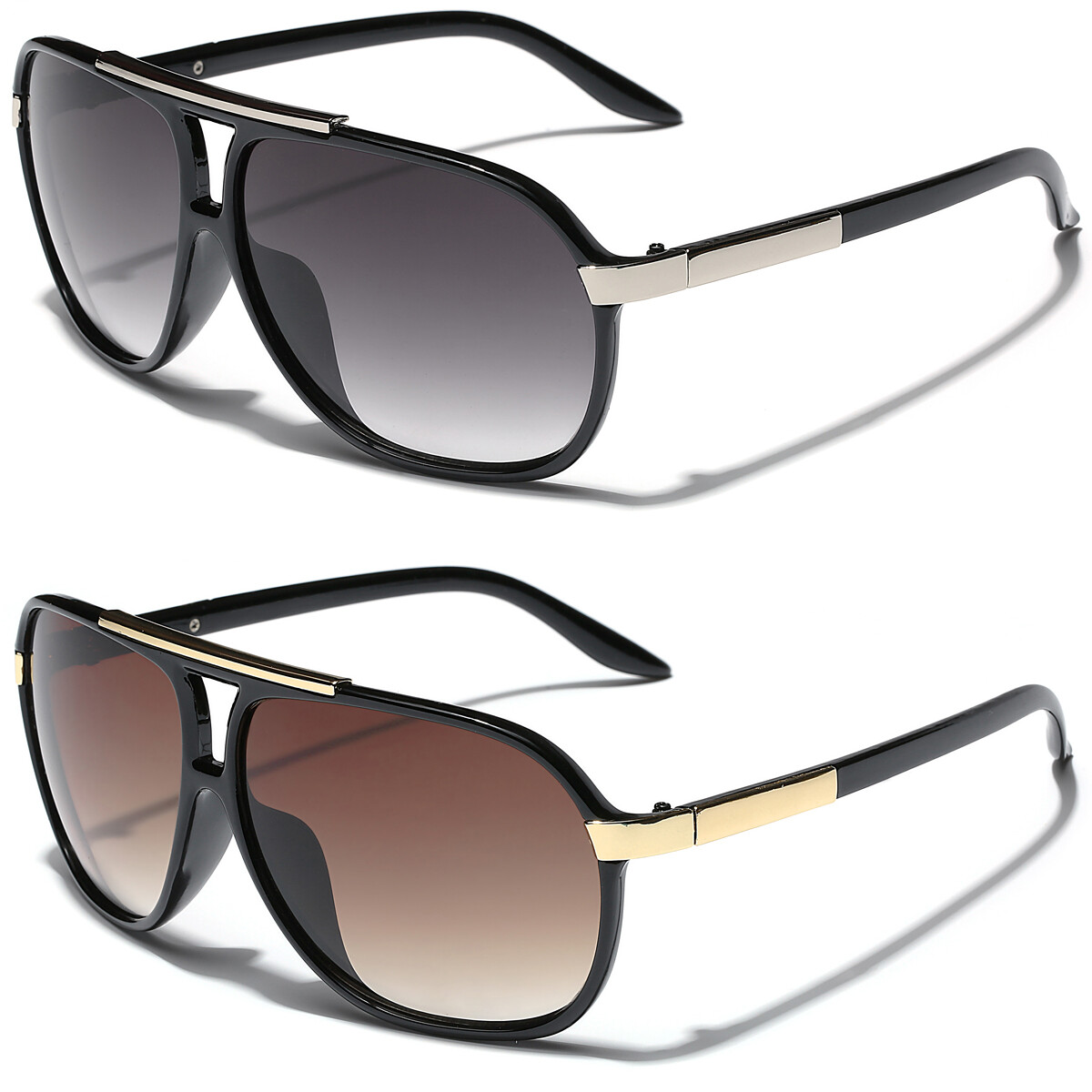Retro 80s Fashion Pilot Sunglasses Black White Brown Men Women Vintage Glasses