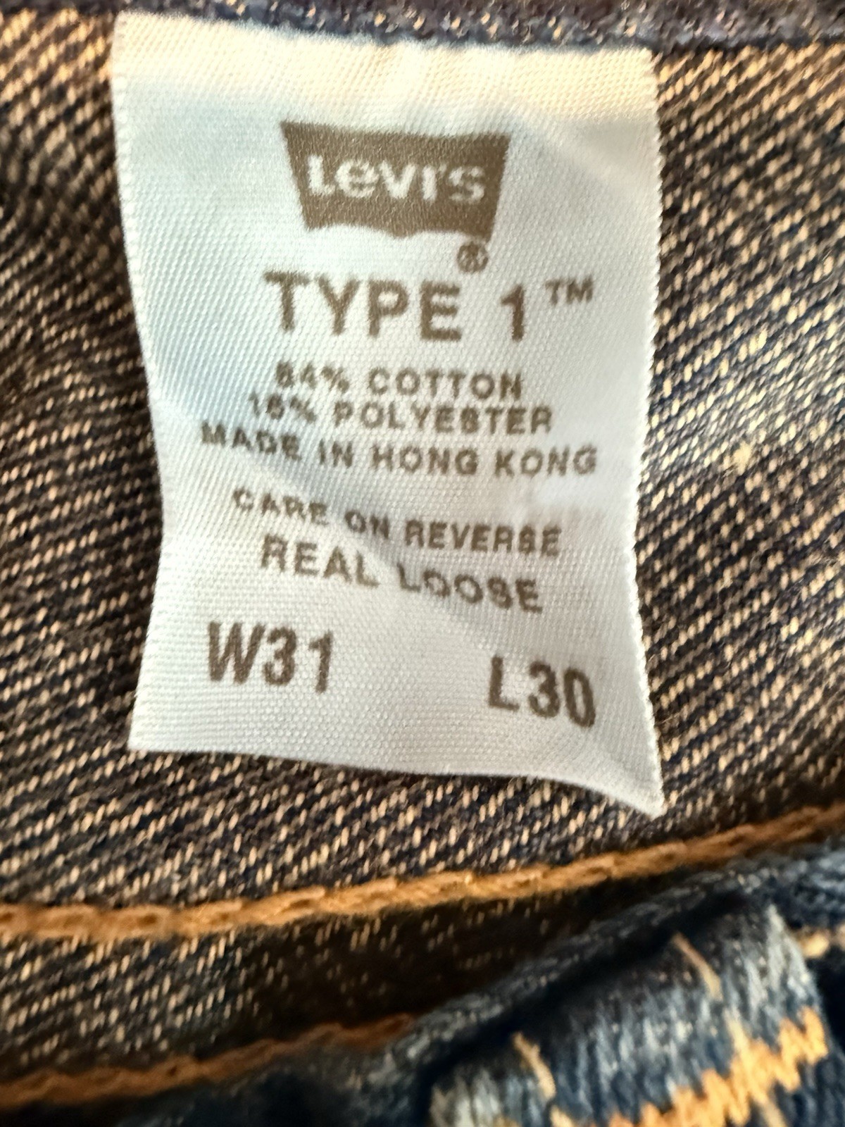 Vtg Levi Strauss Type 1 Iconic Real Loose Blue Jeans Size 31×30 Y2K NWT