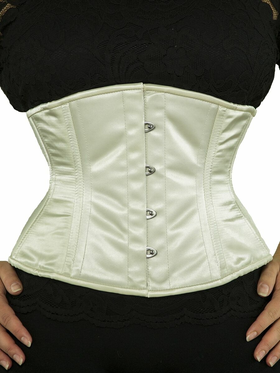 411 Standard Authentic Ivory Satin 38″ Underbust Corset Double Steel Boned