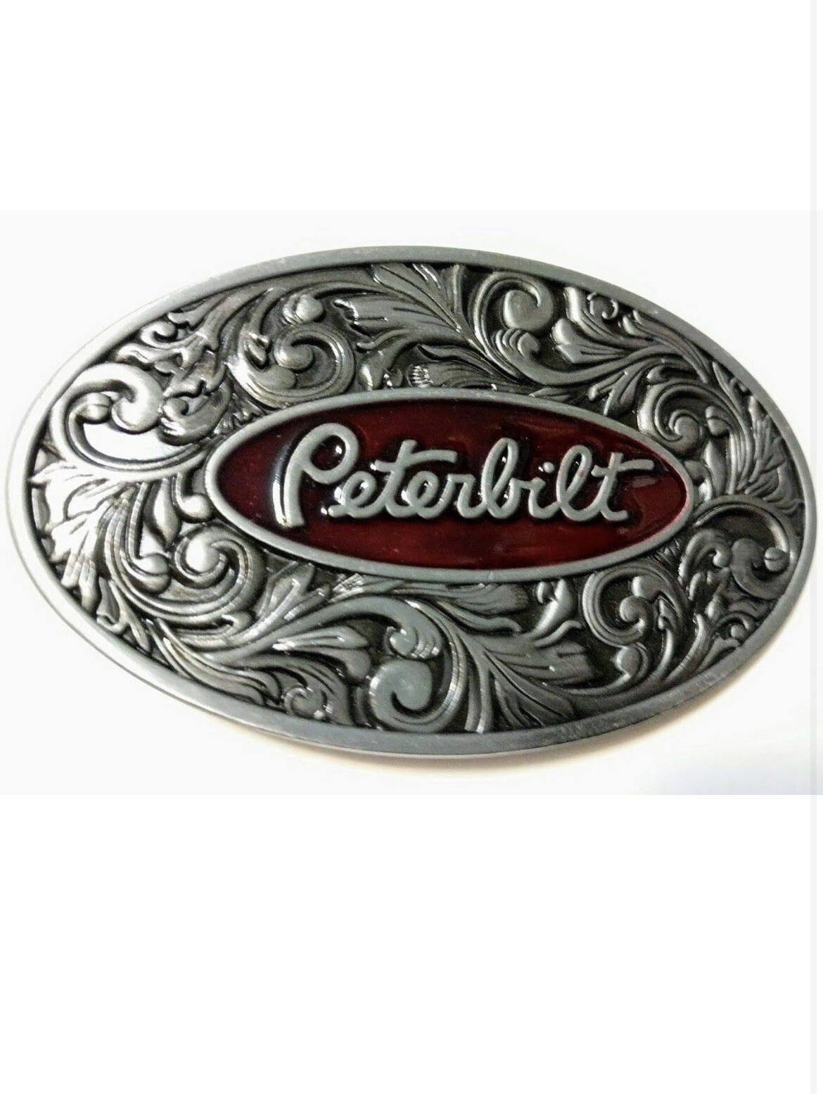 PETERBILT Vintage Style Antique Pewter Finish Metal Enamel Belt Buckle Gift