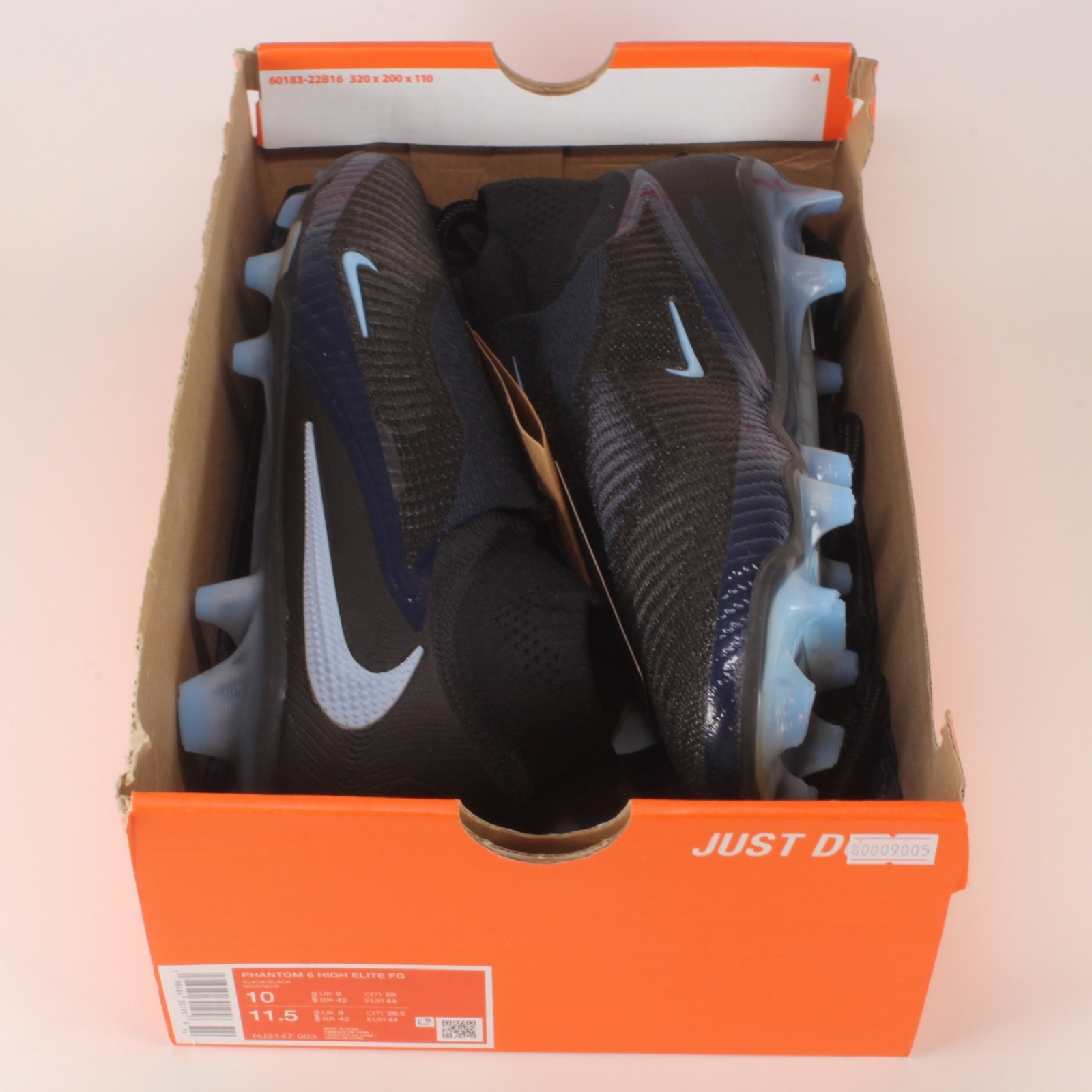 Nike Phantom 6 High Elite FG Black Ice Blue HJ2147-003 Men’s Size 10 Cleats