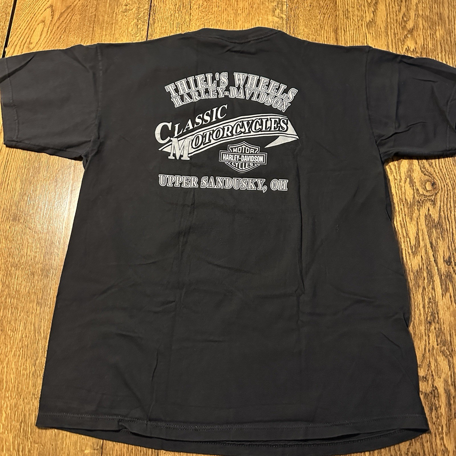 Vtg 2001 Harley Davidson Holoubek Shirt XL Made USA Thiels Wheels Upper Sandusky